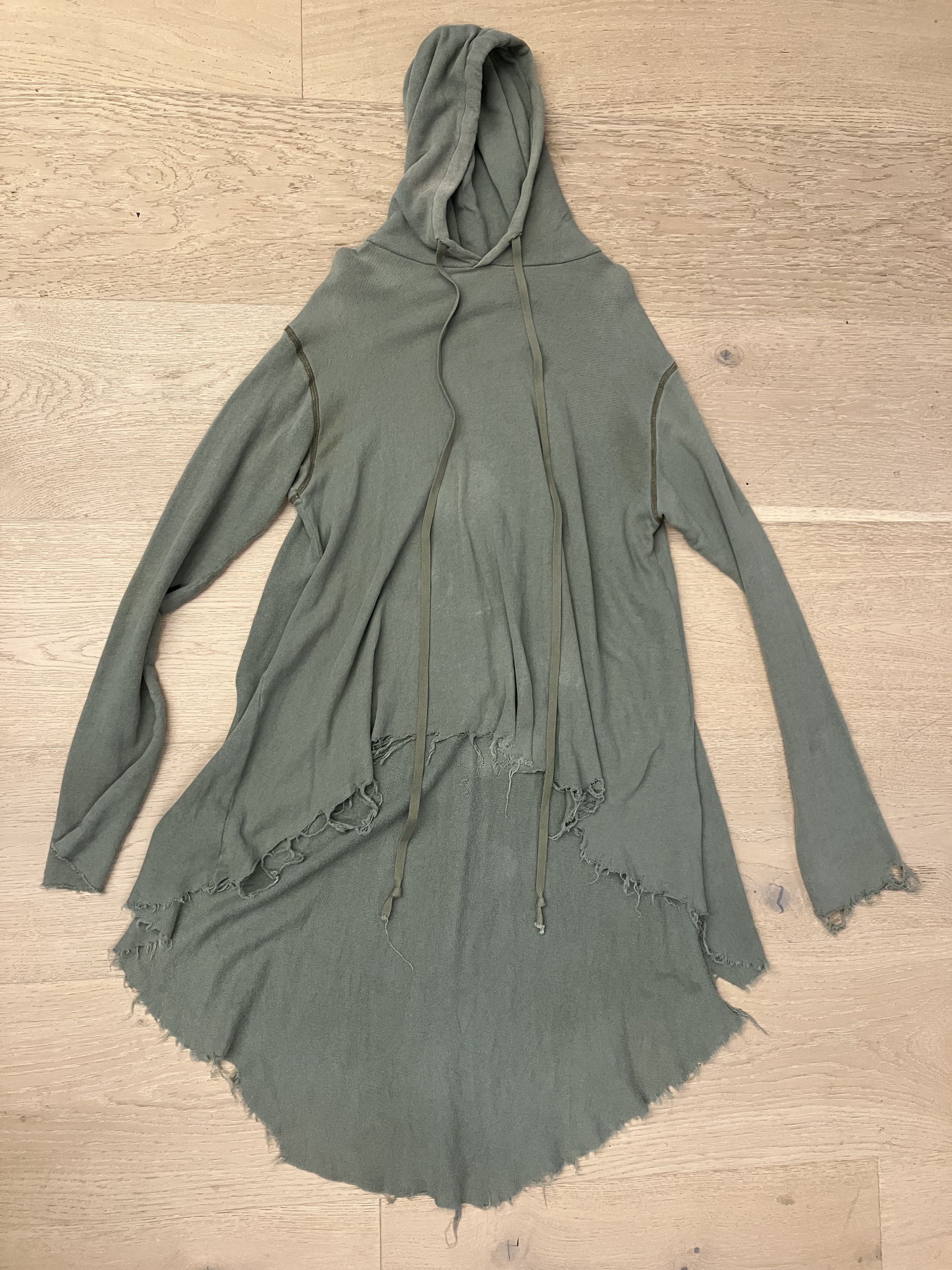 image of Greg Laurent Frayed Hoodie Cape/cloak Sample Us L (Size 3) in Green, Men's (Size Large)