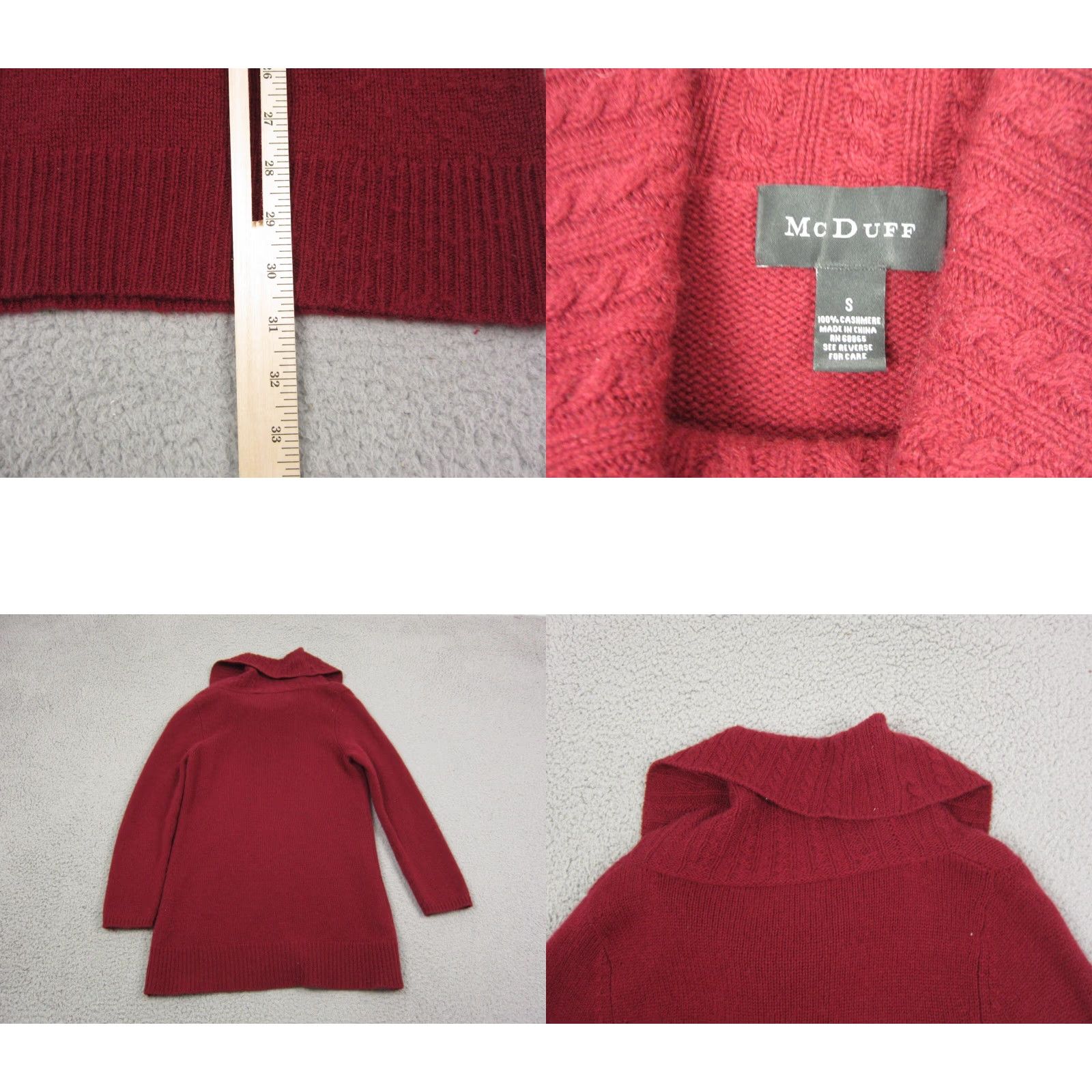 Vintage McDuff Sweater Womens Small Red 100% Cashmere Cowl Neck Pullover Knit Ladies Shirt Size S / US 4 / IT 40 - 9 Thumbnail