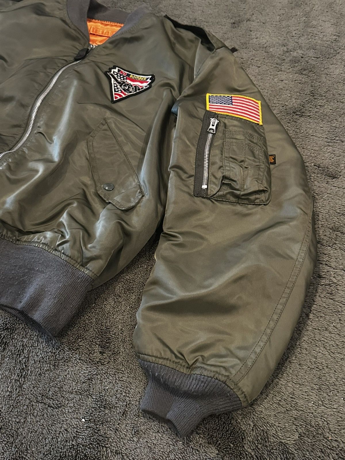 Vintage Vintage 70’s B-2 Stealth Alpha Industy Patched Bomber Jacket Size US XL / EU 56 / 4 - 11 Thumbnail