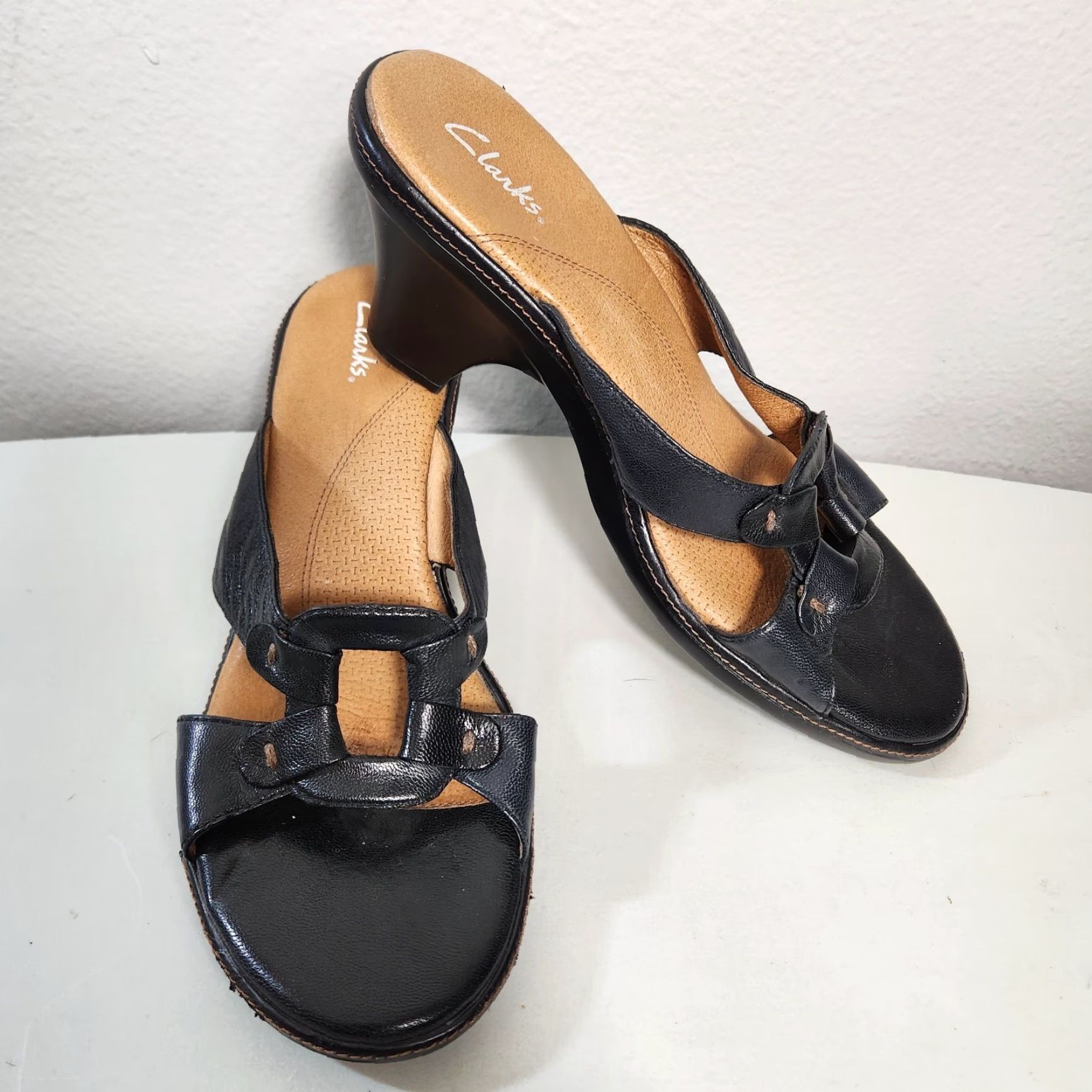 Clarks Clarks Womens Black Comfort Slip-On Heels-Size 9 Size ONE SIZE - 2 Thumbnail