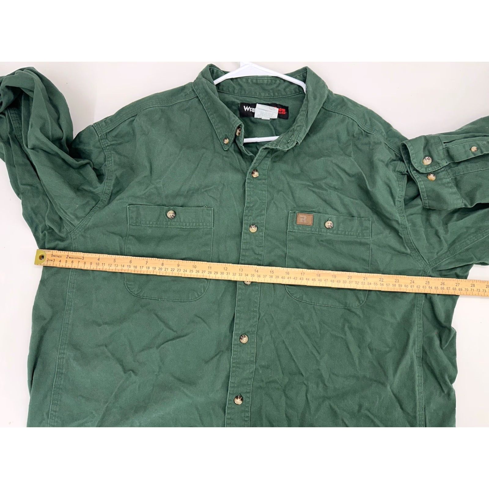 Wrangler Wrangler Riggs Workwear Mens Button Up Shirt 2XT Green Long Sleeve Canvas Collared Button-Down Western Casual Workwear Mens Shirt Size US XXL / EU 58 / 5 - 7 Thumbnail