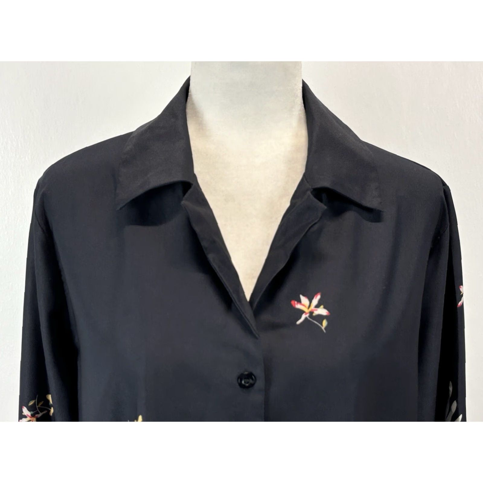 Gloverall Lai Meng Five Cats Crane Button Up Blouse Womens Large Black All Over Print Shirt Size L / US 10 / IT 46 - 5 Thumbnail