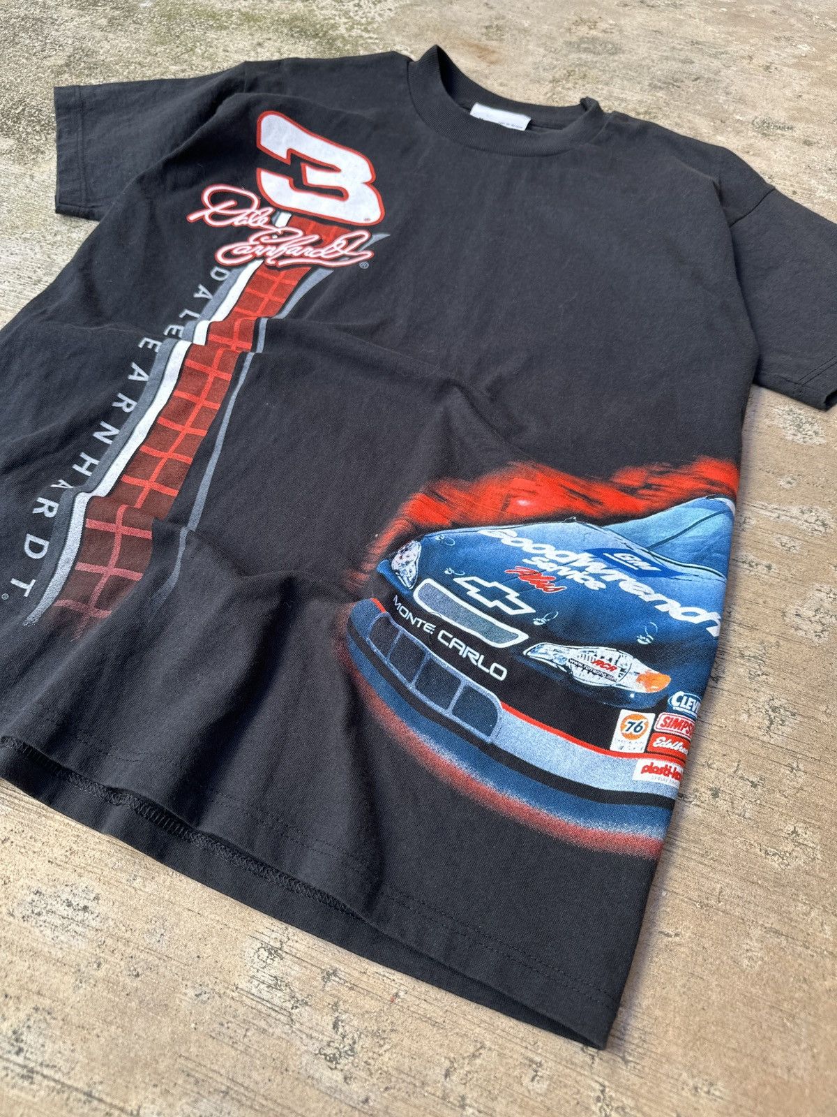NASCAR × Vintage Vintage 90s Black Dale Earnhardt Wrap Around NASCAR T-Shirt Size US M / EU 48-50 / 2 - 2 Thumbnail