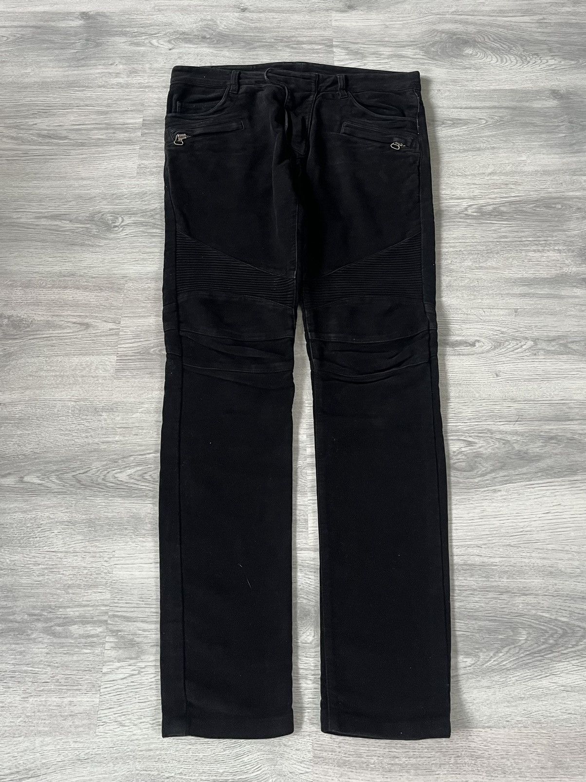 Balmain By Decarnin AW09 Velvet 2 Zip Biker Denim Jeans