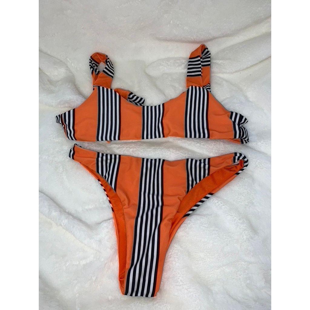 ZAFUL Zaful Women's Striped Bikini Set Multicolor Size Small Beach Size ONE SIZE - 1 Thumbnail