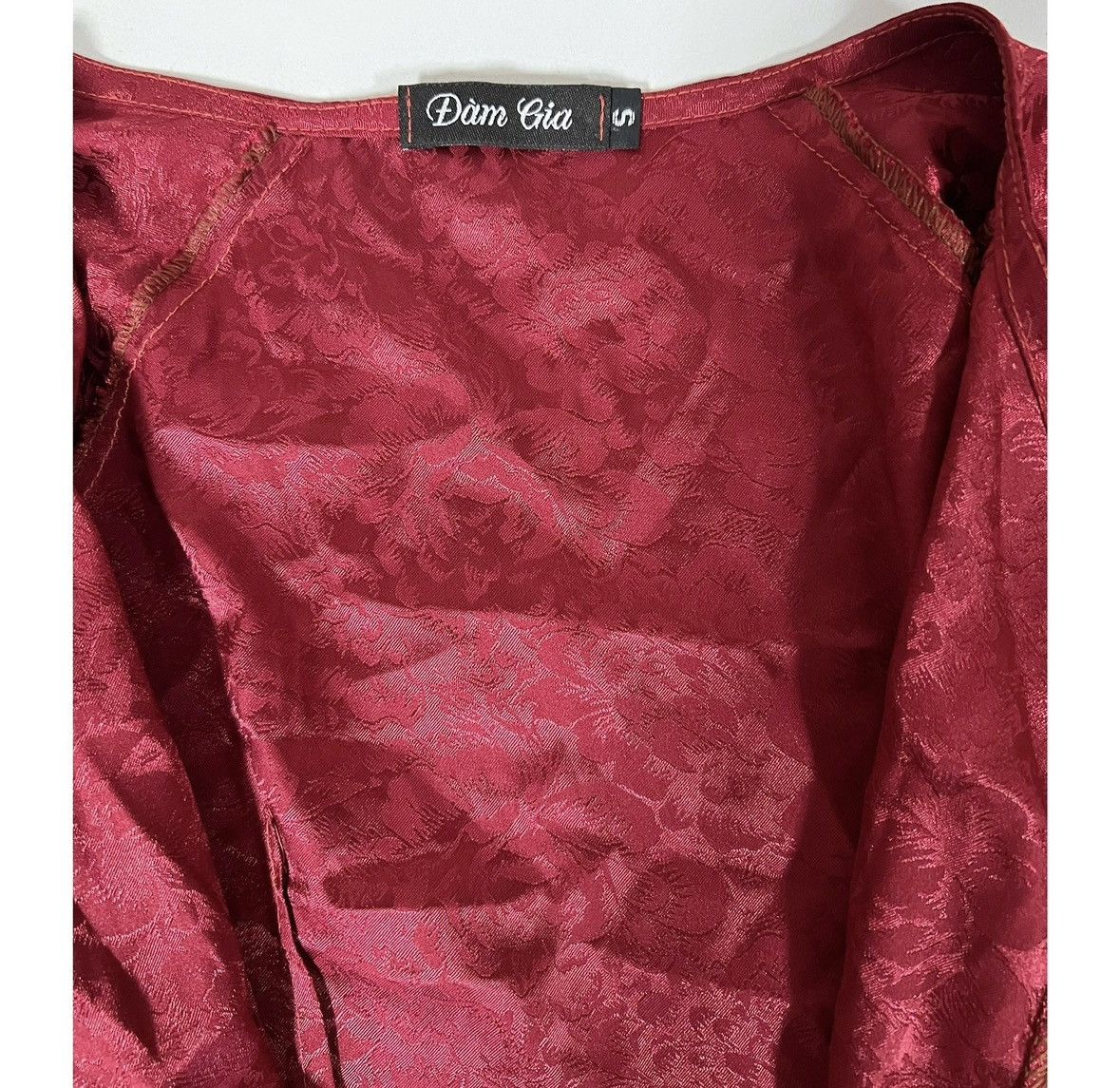 I.AM.GIA Red Victorian Floral Satin Cardigan Shirt Top Blouse Size S♥️ Size S / US 4 / IT 40 - 5 Thumbnail