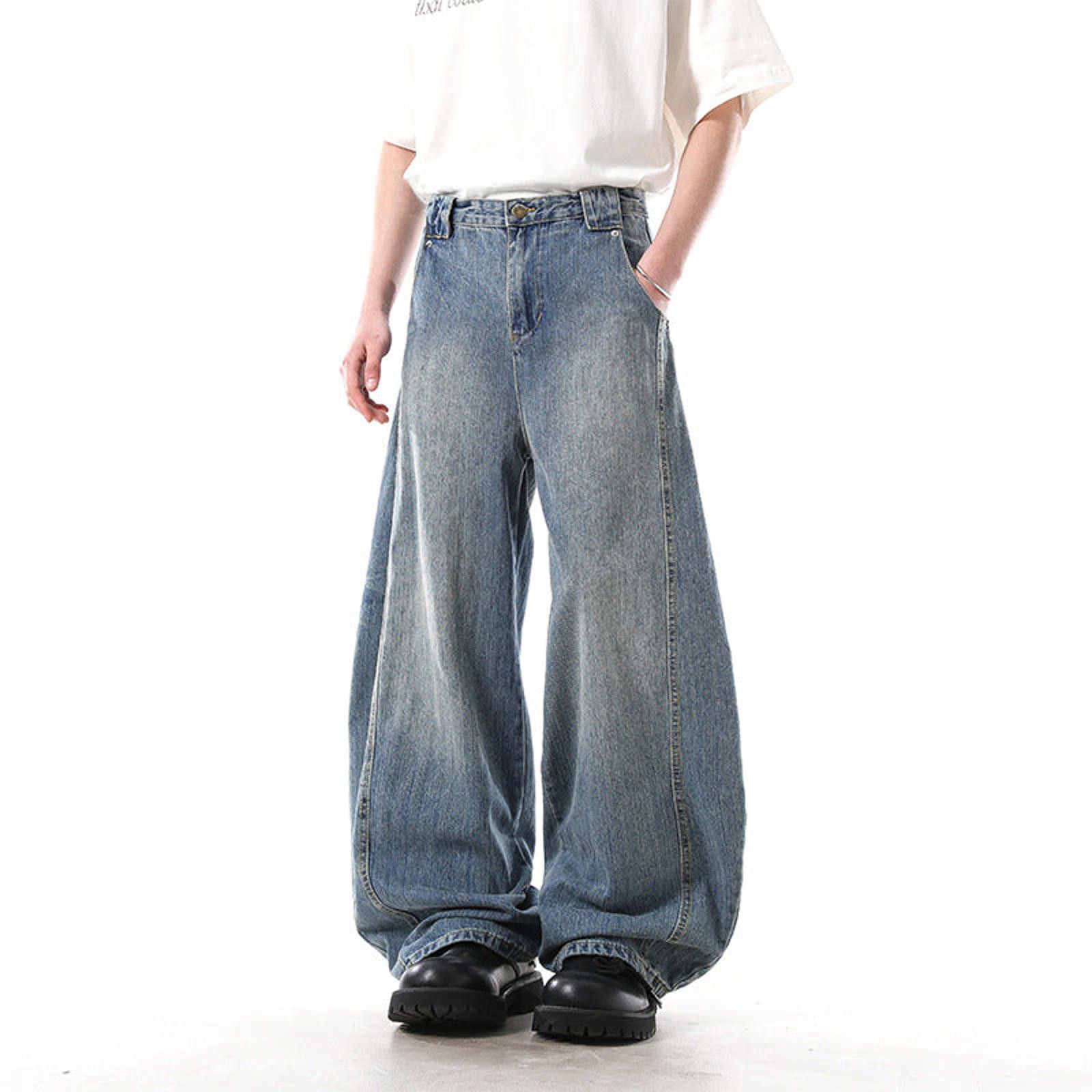 Vintage Blue Wide Leg Denim Jeans, Baggy Loose Fit Jeans Size US 32 / EU 48 - 2 Thumbnail