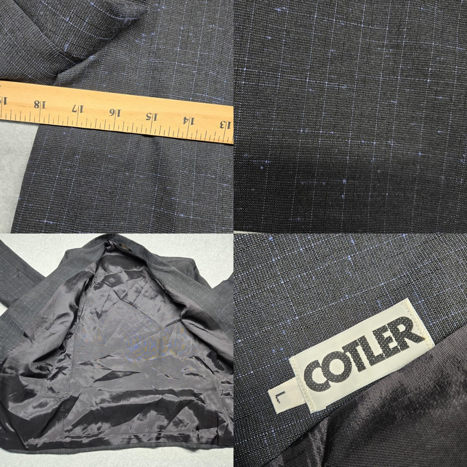 Vintage Cotler Blazer Mens Large Gray Check Two-Button Sport Coat Made In USA Jacket Size 42R - 9 Thumbnail