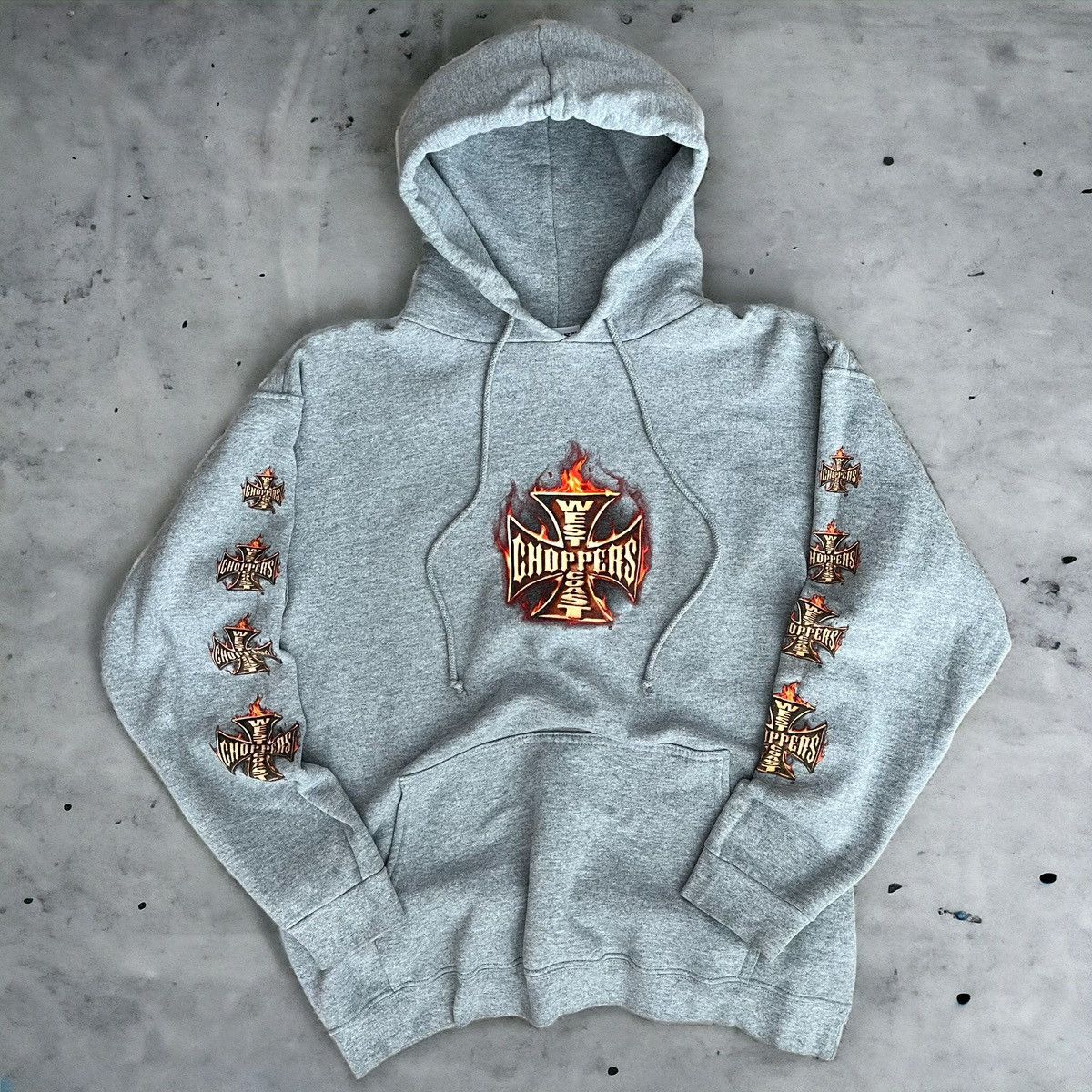 image of Harley Davidson x Vintage West Coast Choppers Hoodie Long Beach in Grey, Men's (Size Large)