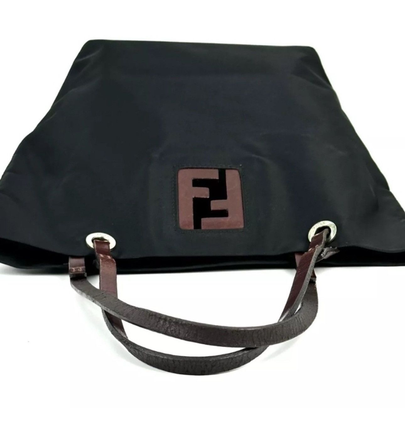 Fendi Fendi FF Logo tote bag handbag nylon leather black Authentic Size ONE SIZE - 7 Thumbnail
