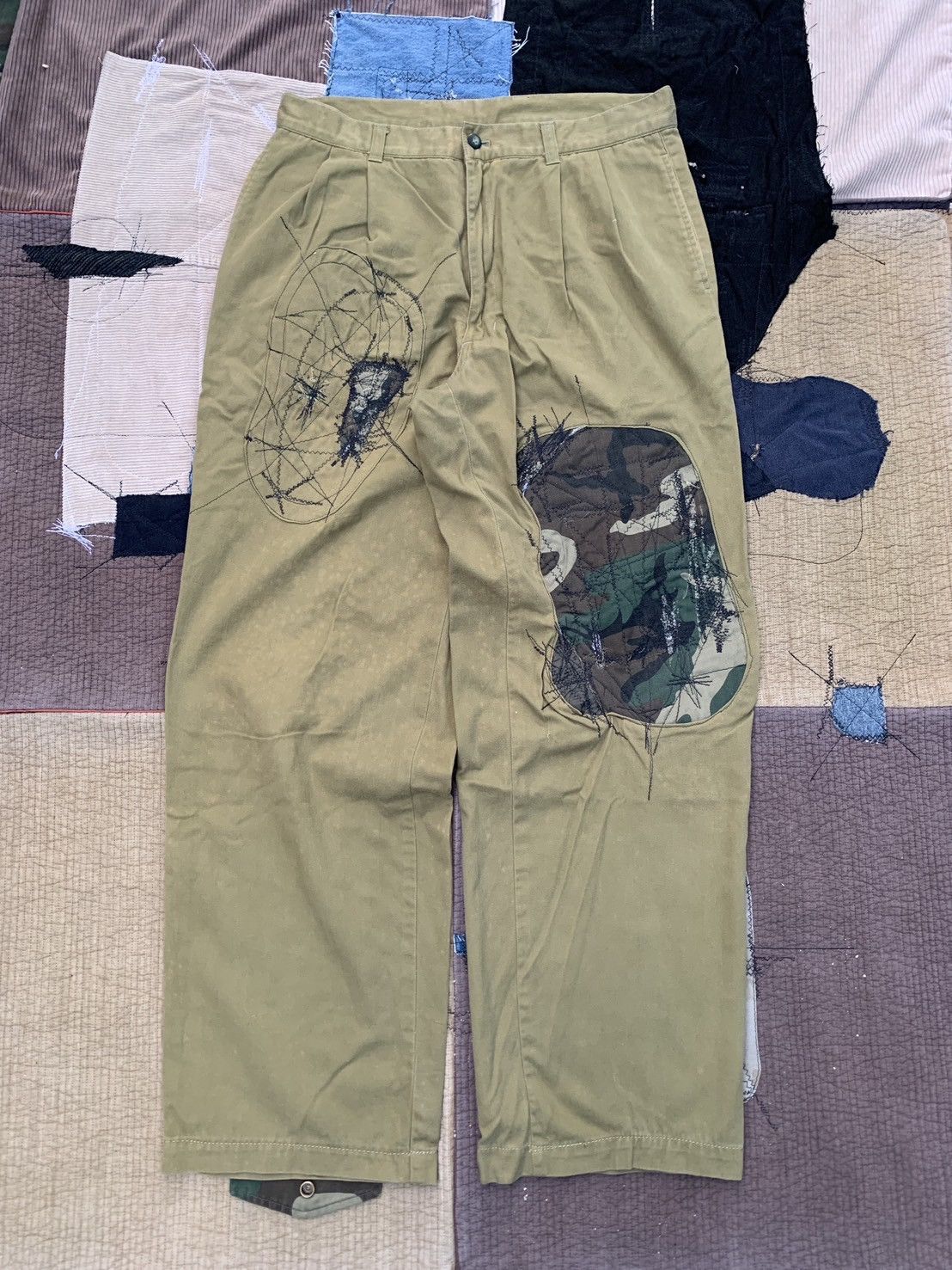 Vintage Thrashed Vintage Slack Pants Patchwork Faded&Distressed Size US 32 / EU 48 - 1 Thumbnail