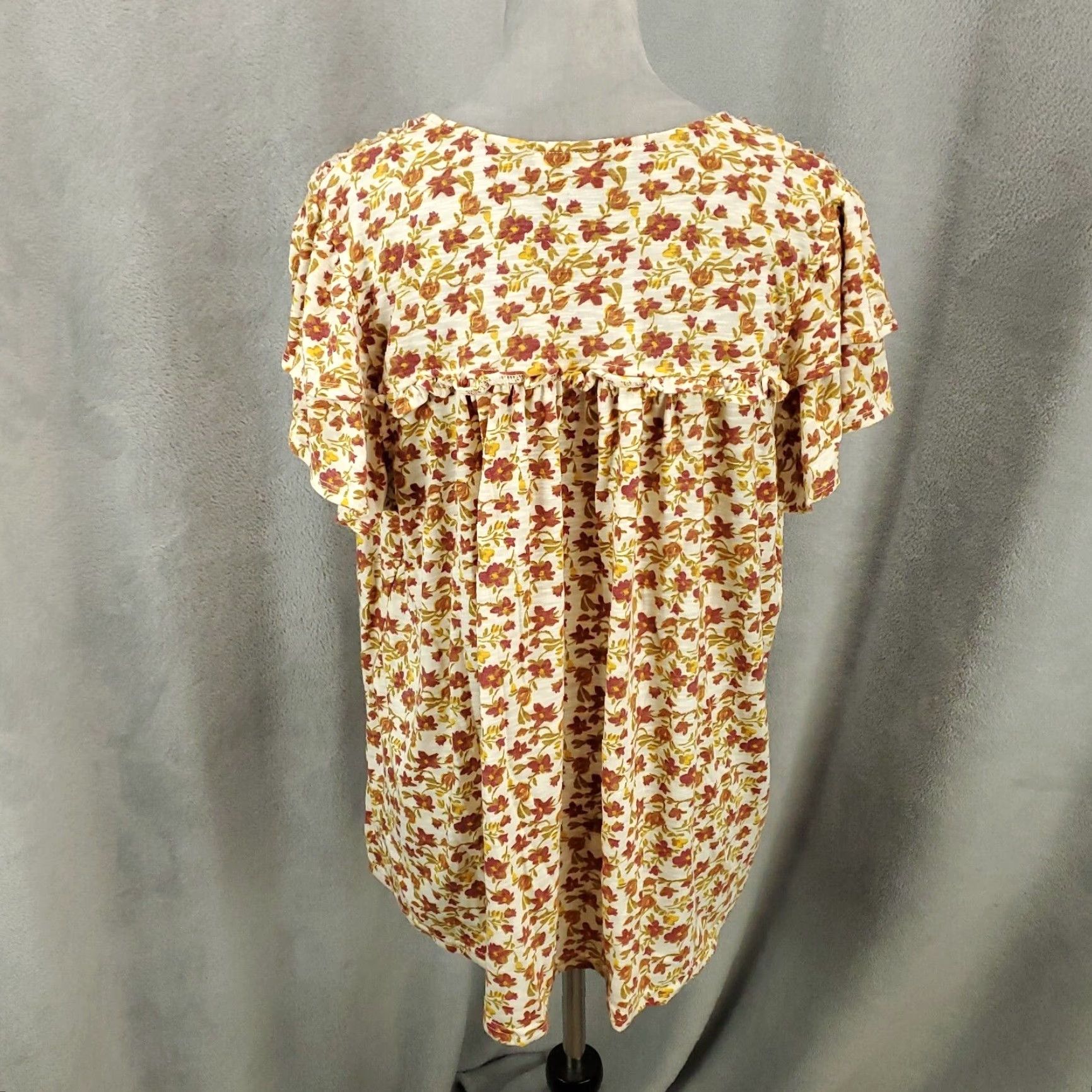 Vintage Rose And Olive Womens Top 2X Orange Floral V-Neck Short Sleeve Pullover Blouse Tunic Casual Shirt Womens Size XXL / US 16-18 / IT 52-54 - 8 Thumbnail
