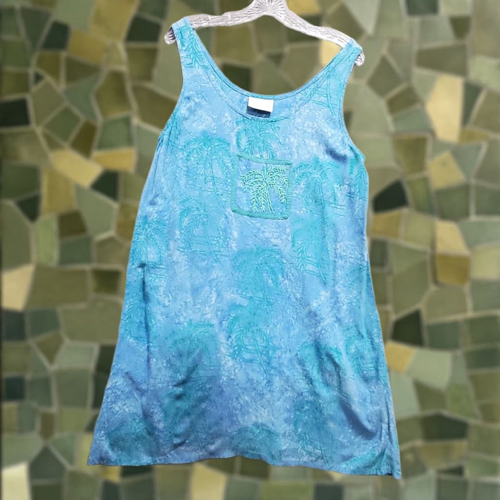 Native Native Wear Tank Top Women's Medium Blue Palm Tree Print Pullover Size M / US 6-8 / IT 42-44 - 1 Thumbnail