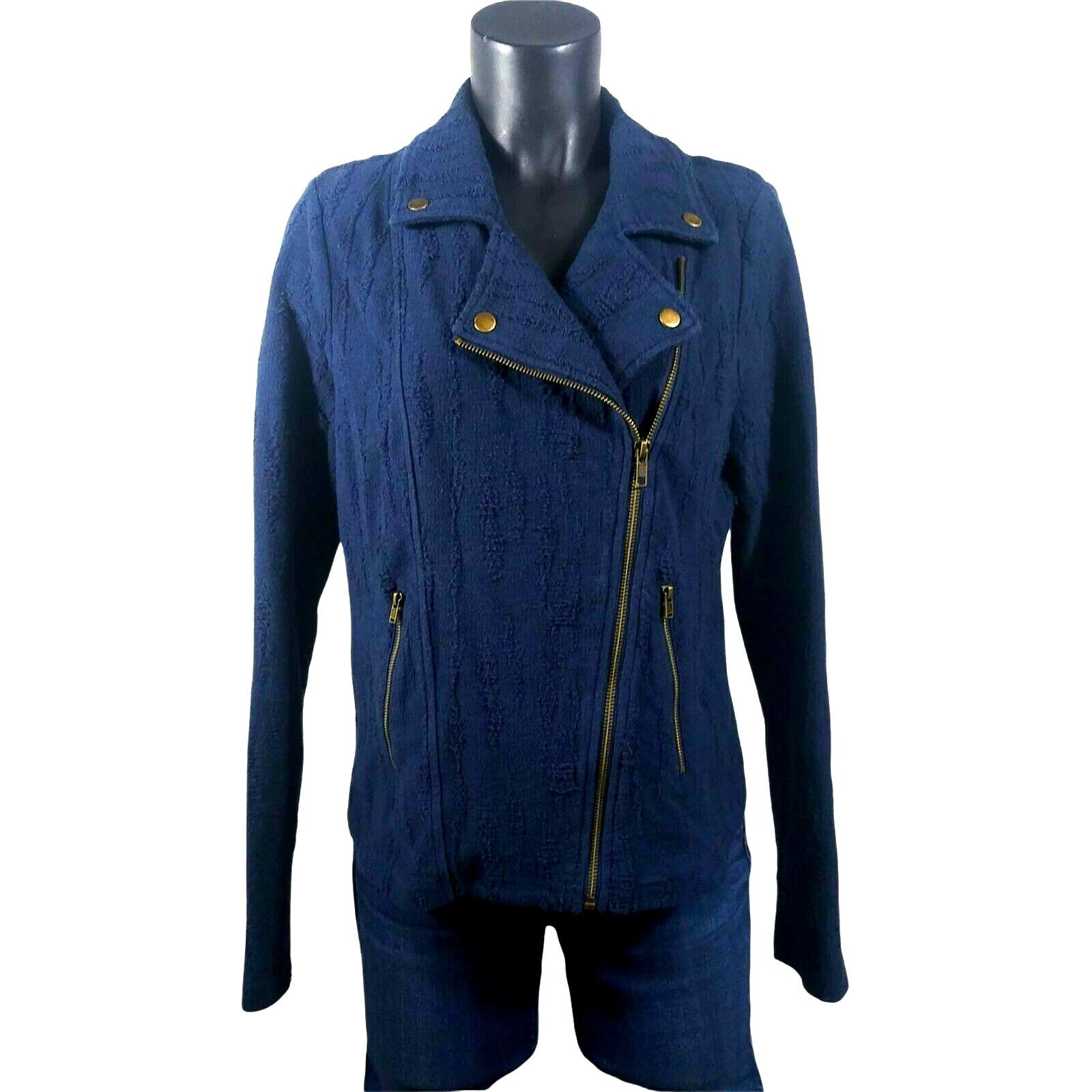 The Unbranded Brand Skies Are Blue Jacket Women's M - Distressed Moto Navy Blue Size M / US 6-8 / IT 42-44 - 1 Thumbnail