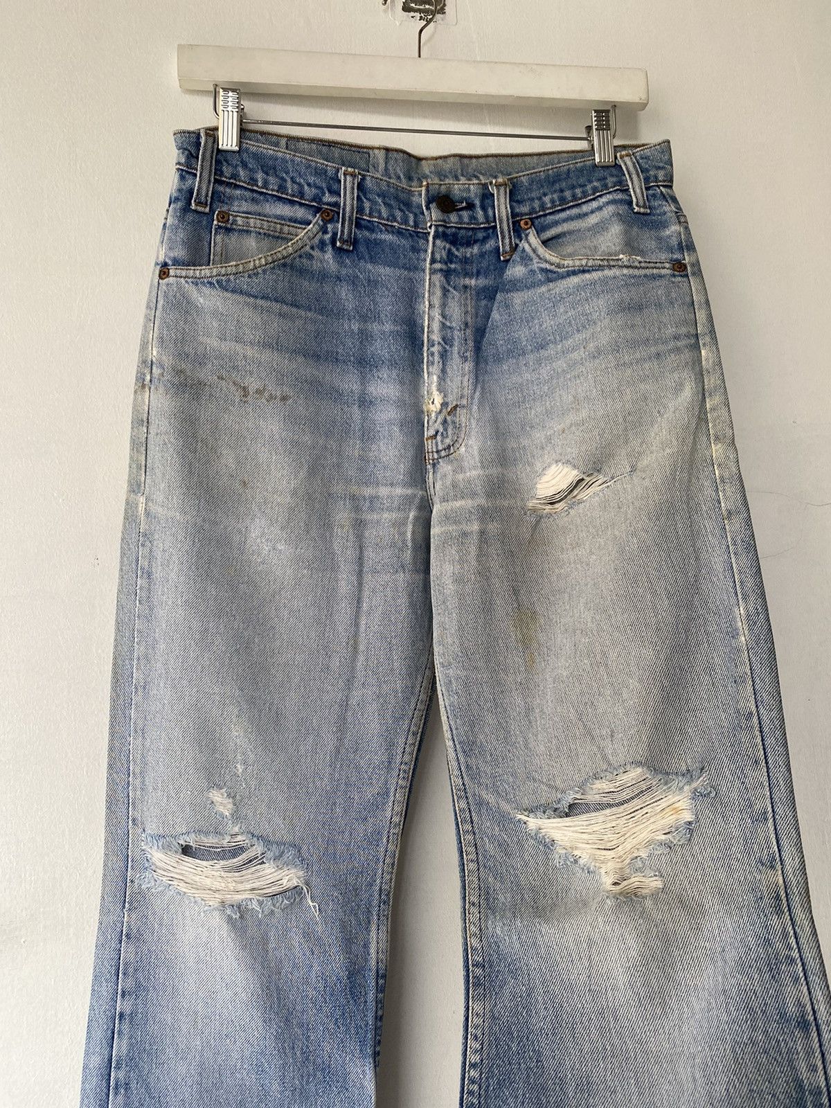 Levi's DISTRESSED 1980s Levi’s 517 Bootcut Washed Blue Jeans Size US 33 - 1 Thumbnail