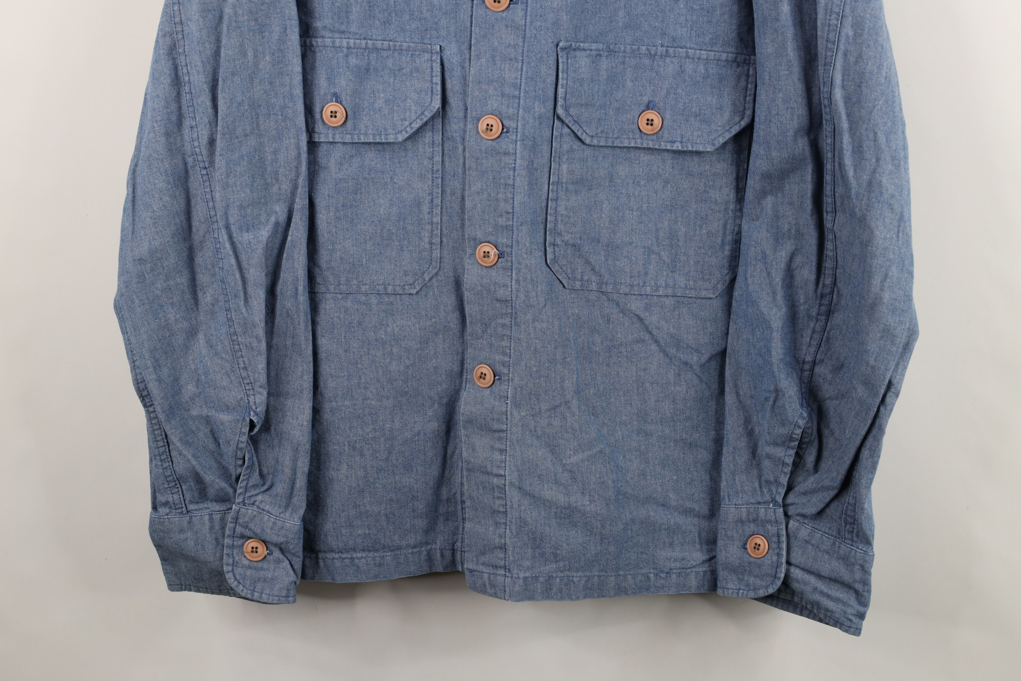 Vintage Vintage 70s Streetwear Chambray Collared Button Shirt Jacket Size US L / EU 52-54 / 3 - 3 Thumbnail