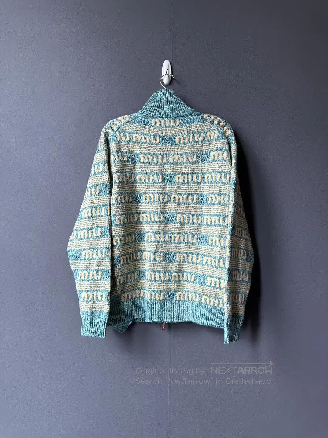 Miu Miu Miu Miu All-Over Stripe Print Zip-Up Knit Jacket| Size XS / US 0-2 / IT 36-38 - 2 Thumbnail