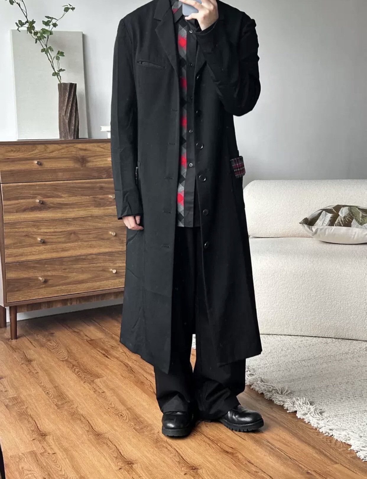 Yohji Yamamoto Yohji Yamamoto 08 SS Plaid Paneled Black Shirt 2412- Size US XL / EU 56 / 4 - 4 Thumbnail