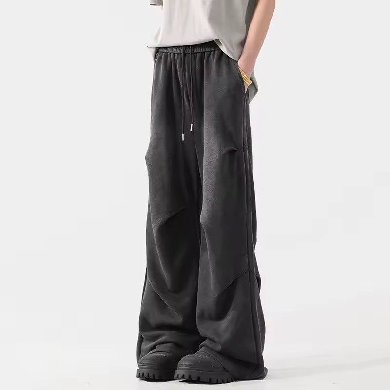 Japanese Brand Pleated Straight Washed Long Wide Leg Sweatpants Size US 33 - 2 Thumbnail