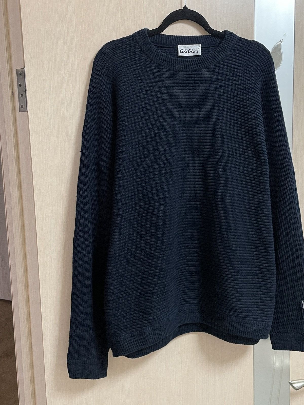 Carlo Colucci Vintage 90s Carlo Colucci Navy Blue Cotton Sweater Size XL Size US XL / EU 56 / 4 - 2 Thumbnail