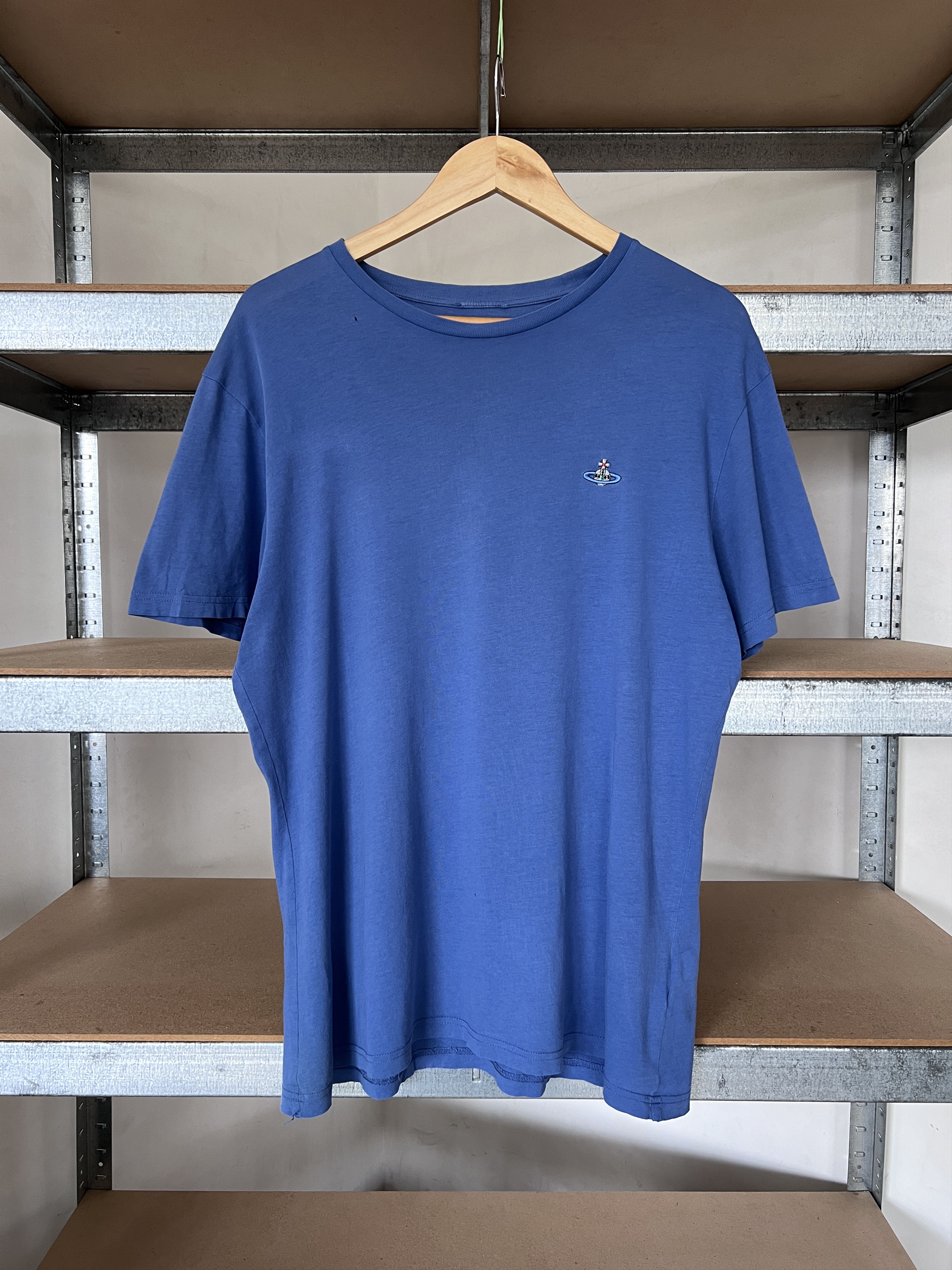 Vintage Vivienne Westwood Vintage Small Logo Blue Distressed Tee Size US XL / EU 56 / 4 - 1 Thumbnail