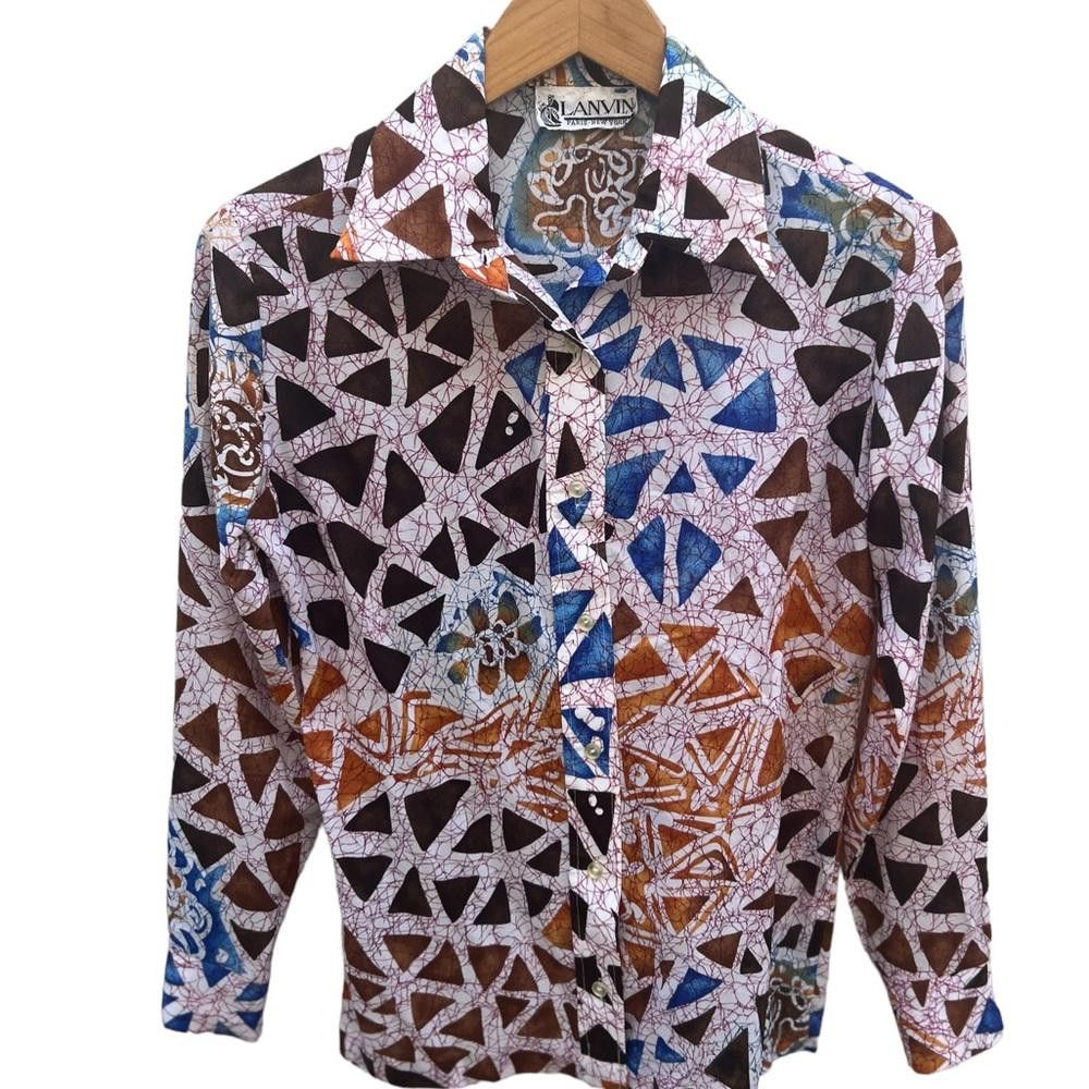 Lanvin Lanvin Vintage Geometric Print Button Down Shirt Size Small Size S / US 4 / IT 40 - 5 Thumbnail