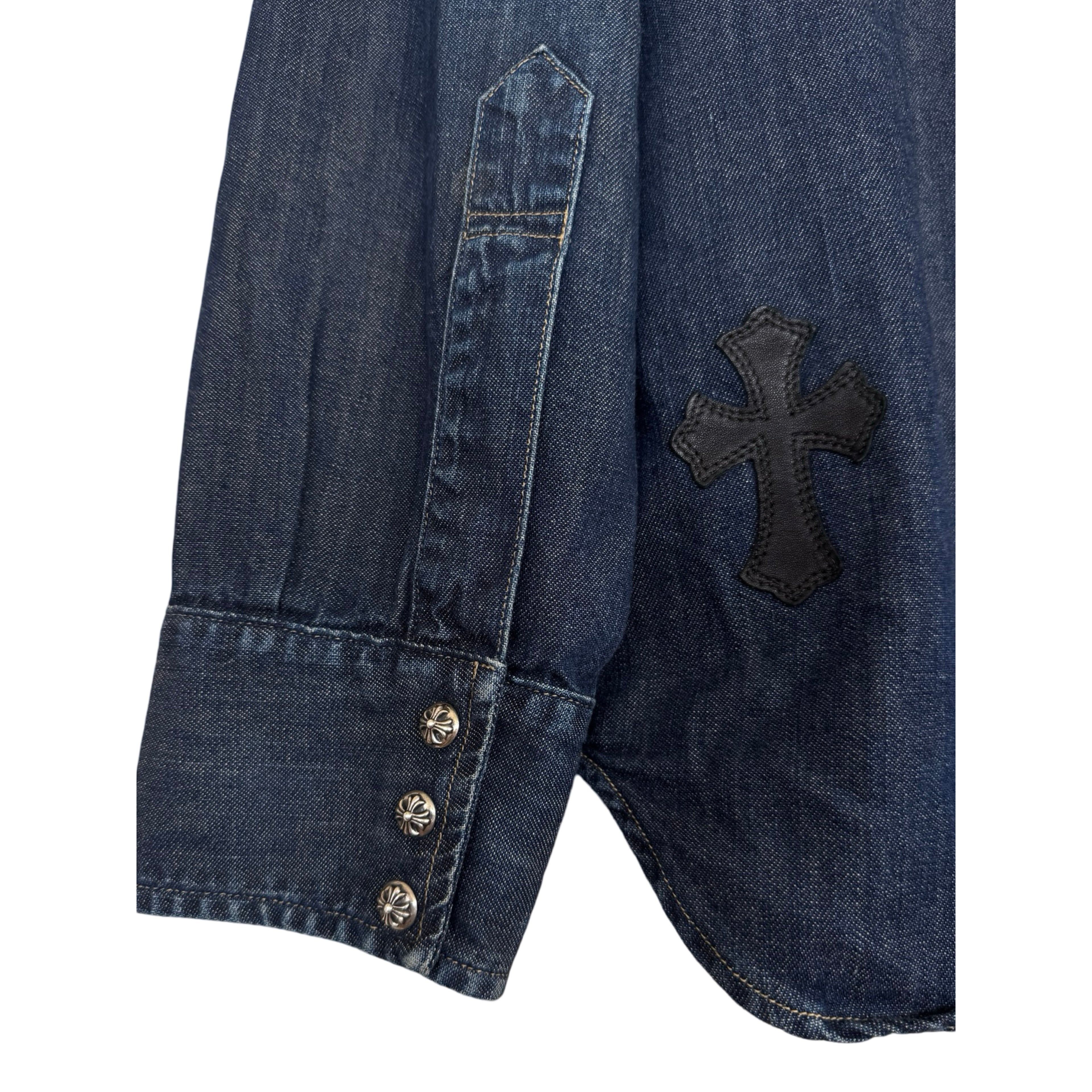 Chrome Hearts CH Levis Dark Blue Denim Shirt With Patches Size US XL / EU 56 / 4 - 14 Thumbnail