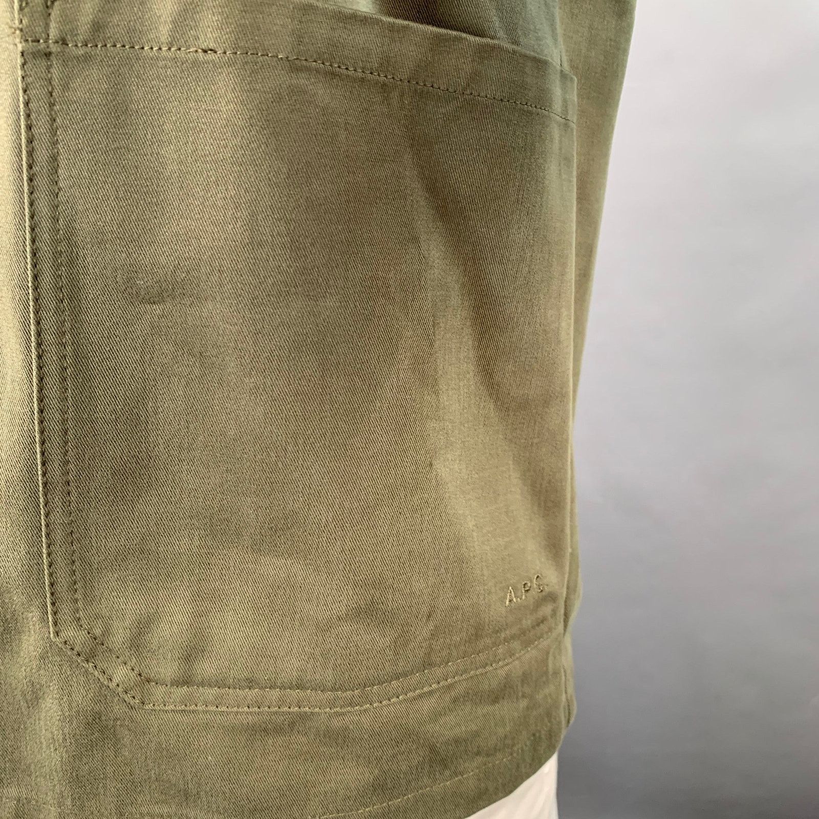 A.P.C. A.P.C. Size XL Green Olive Twill Cotton Two Pockets Jacket Size US XL / EU 56 / 4 - 4 Thumbnail