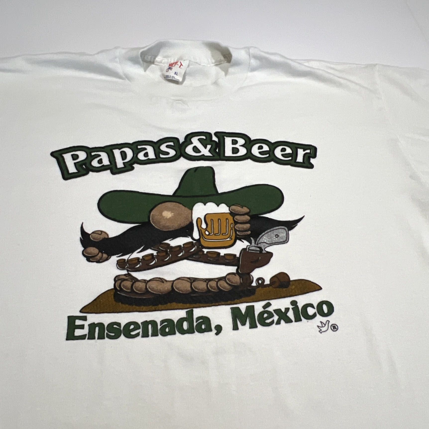Vintage VINTAGE Papas & Beer Esenada Mexico Shirt XL White 1990s Single Stitch Graphic Tee Mens Womens Hanes TeeJoys Brand Tee Joys Size US XL / EU 56 / 4 - 3 Thumbnail