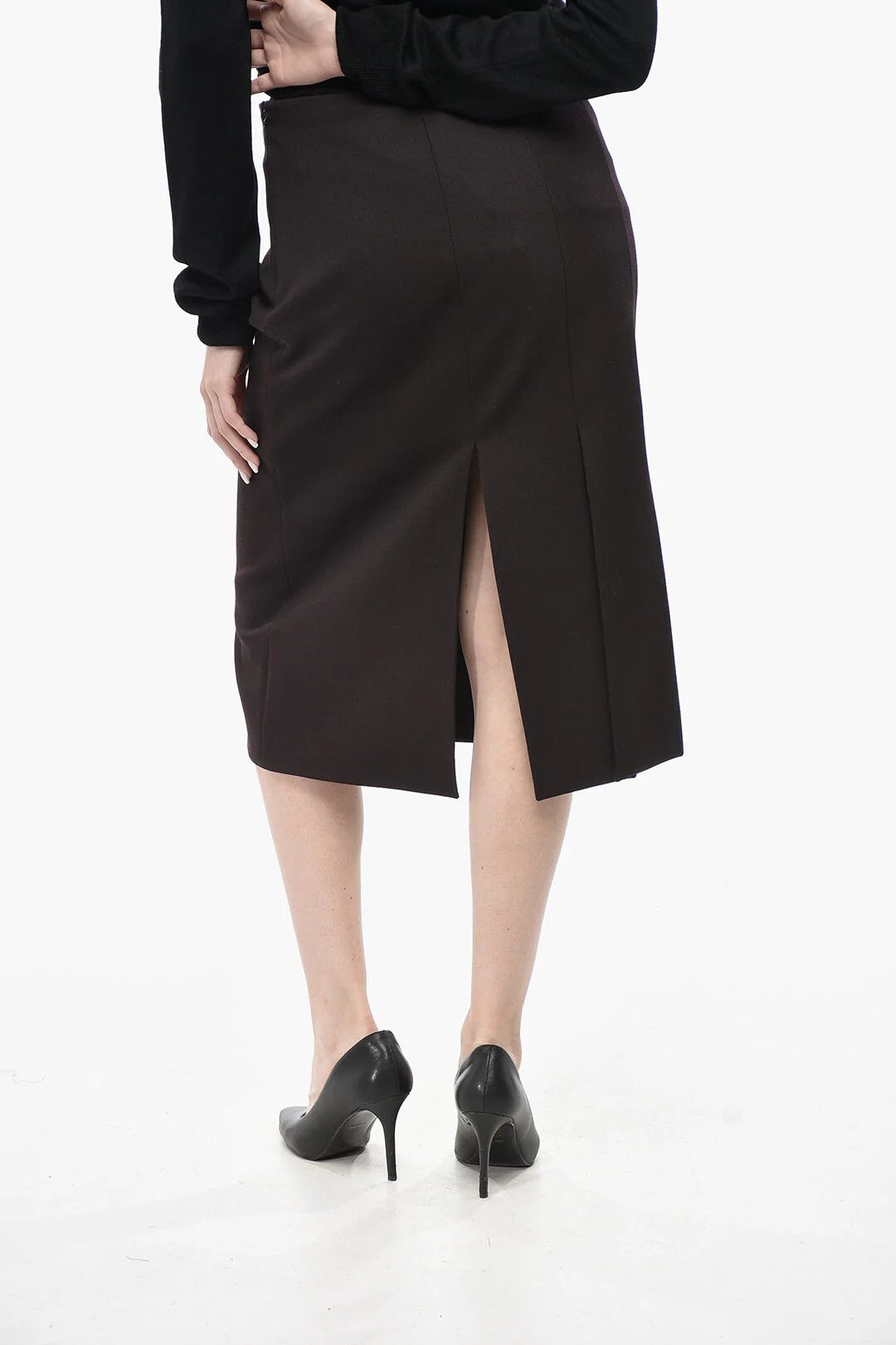 Fendi og1mm0326 Wool A-Line Skirt in Black Size 28" / US 6 / IT 42 - 2 Thumbnail