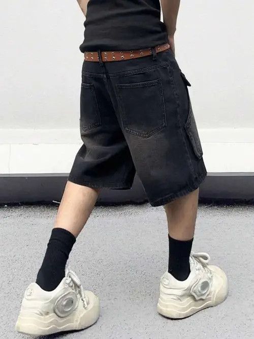 Jean Cargo Shorts Washed Distressed Denim Size US 32 / EU 48 - 3 Thumbnail