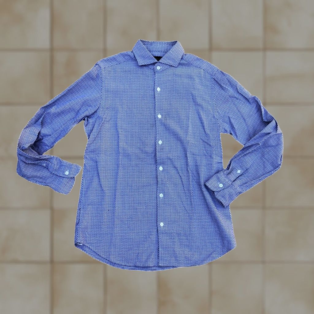 Massimo Dutti MASSIMO DUTTI Dress Shirt Men's MEDIUM Blue Long Sleeve Cotton Designer Size 40R - 1 Thumbnail