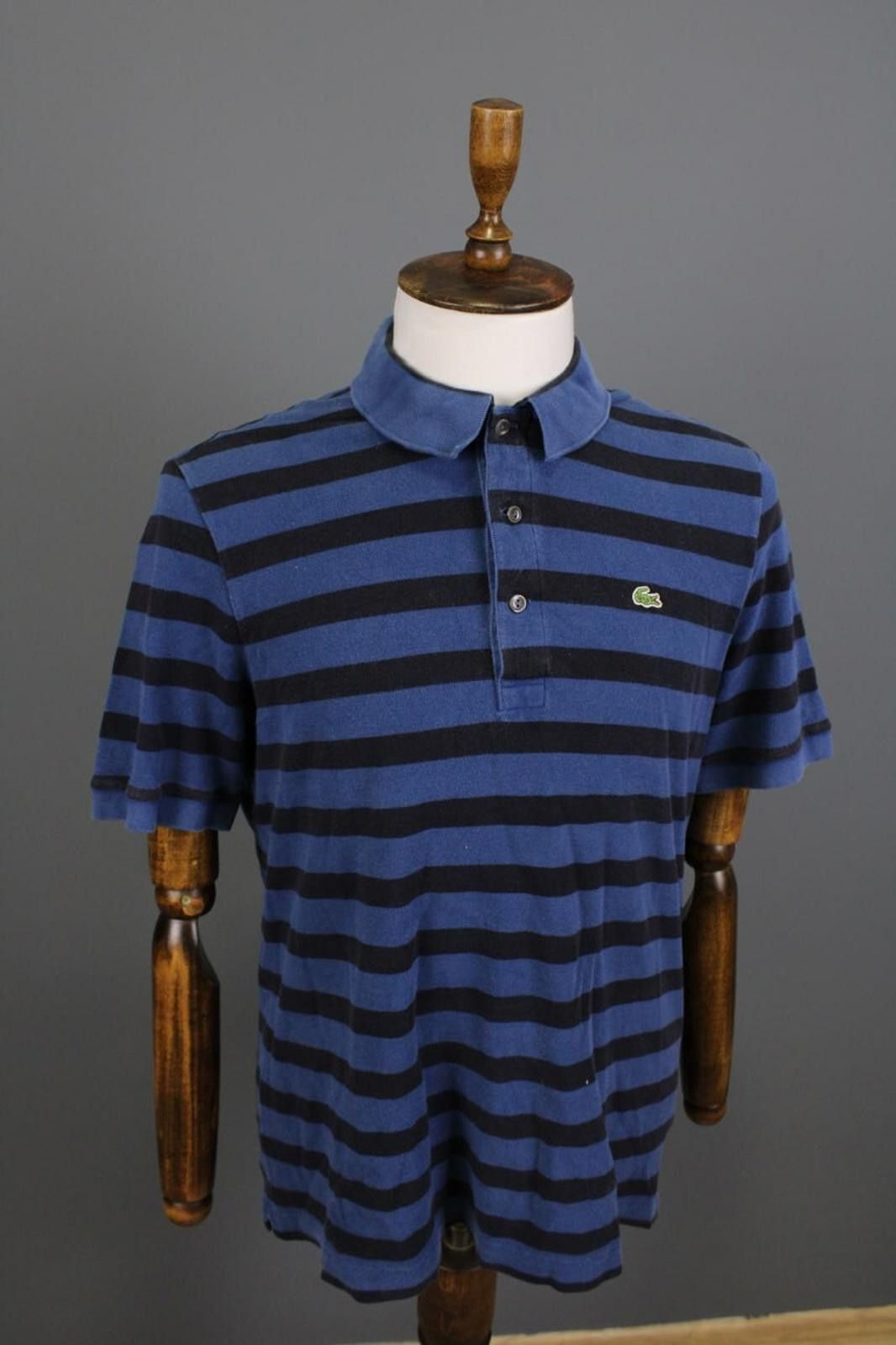Lacoste Lacoste Blue Striped Short Sleeve Polo Shirt Size 6 / XL Size US XXL / EU 58 / 5 - 7 Thumbnail