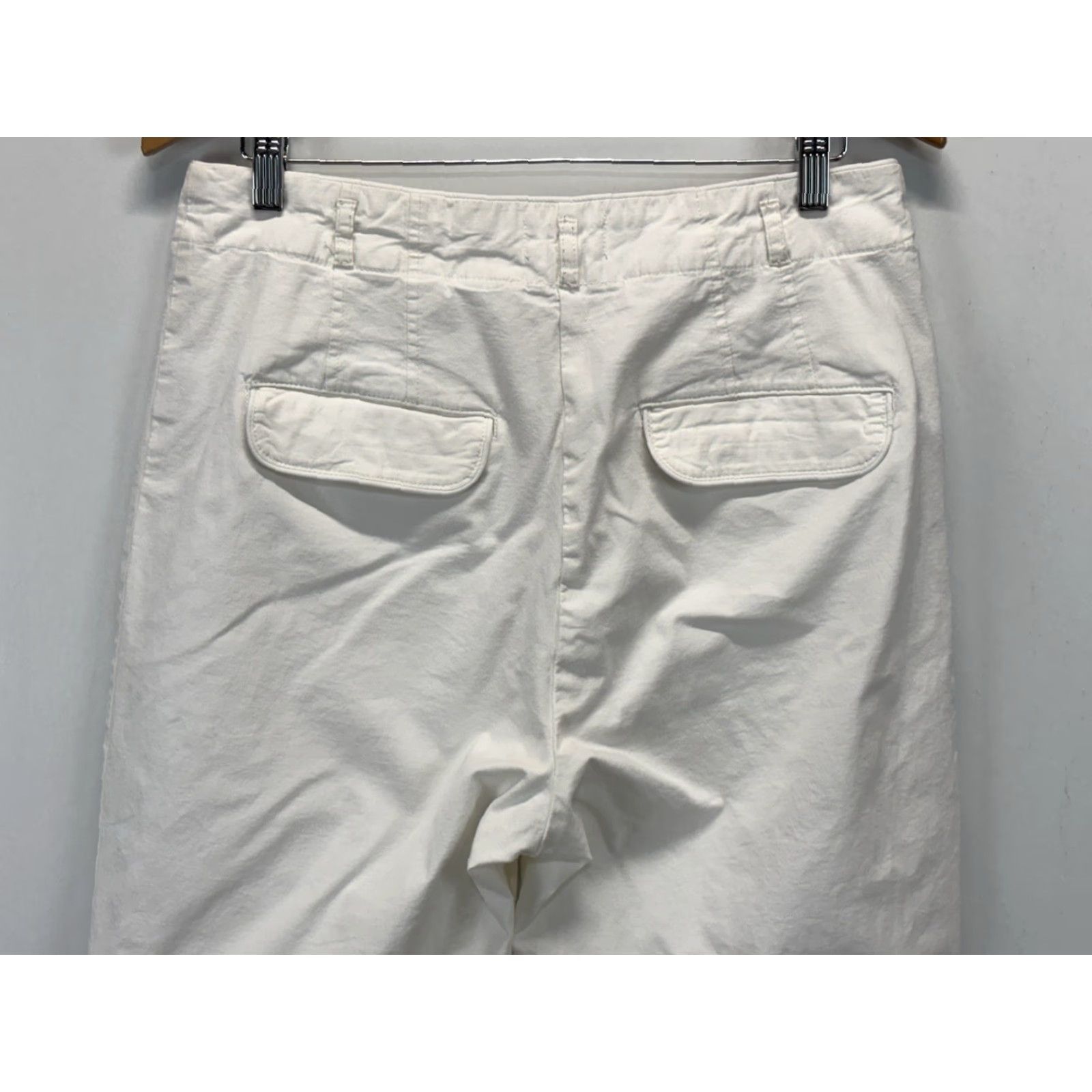 Vintage MAEVE Anthropologie Wide Leg Pants 14 Womens White Chino Trousers 32x32 Size 36" / US 14 / IT 50 - 4 Thumbnail
