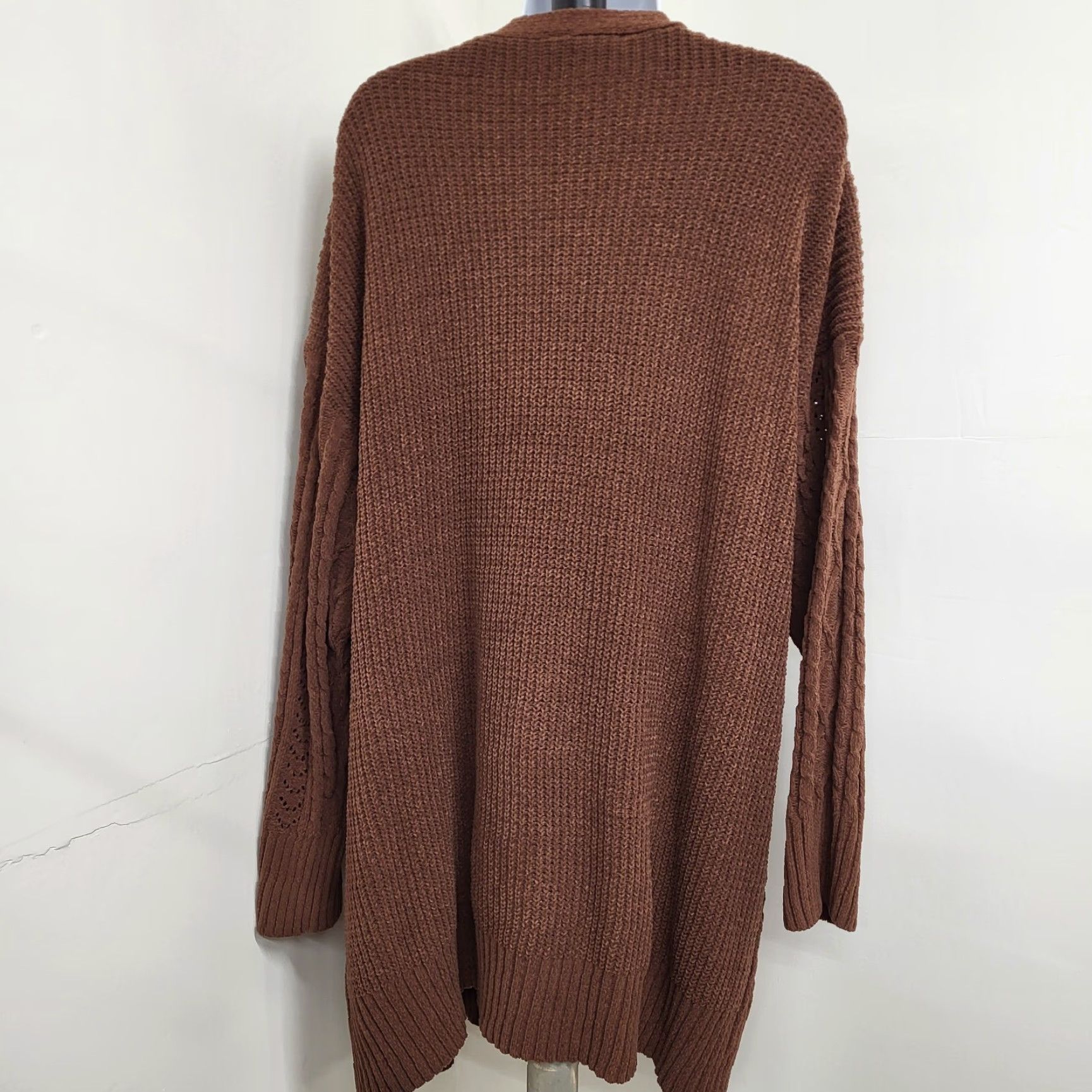Vintage Terra & Sky Sweater Womens Size 1X Brown Cardigan Cable-Knit Style Open Cardigan Knit Open Lightweight Long Sleeve Plus Size Womens Size XL / US 12-14 / IT 48-50 - 2 Thumbnail