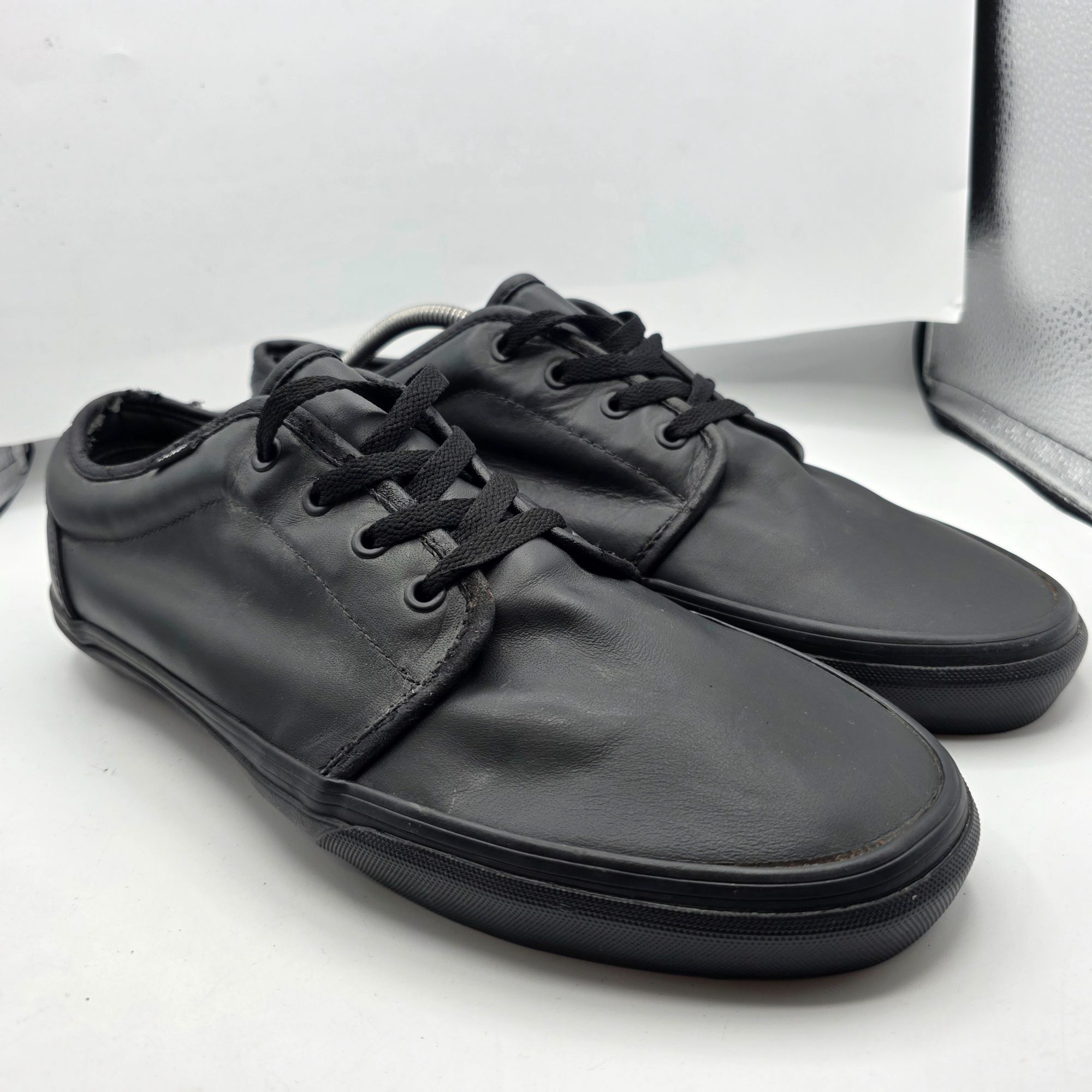 Vans Vans 106 Vulcanized Mens Size 13 Black Triple Black Leather Size US 13 / EU 46 - 1 Thumbnail