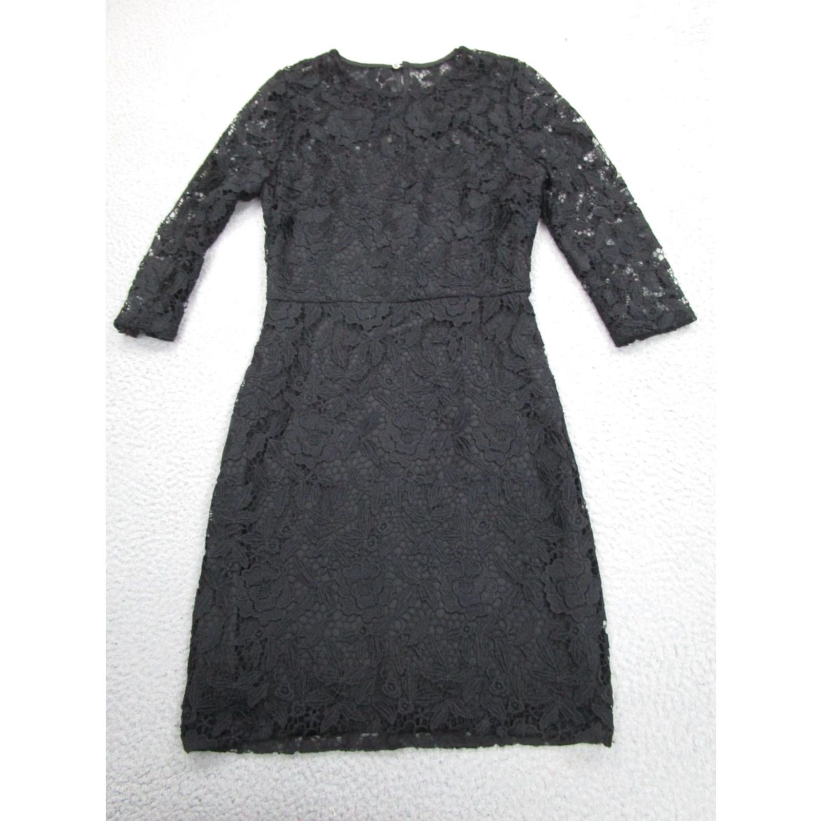 J.Crew J.CREW Collection Dress Womens 00 Black Lace 3/4 Sleeve Sheath Party Cocktail - Little Black Dress Size XXS / US 00 / IT 34 - 2 Thumbnail