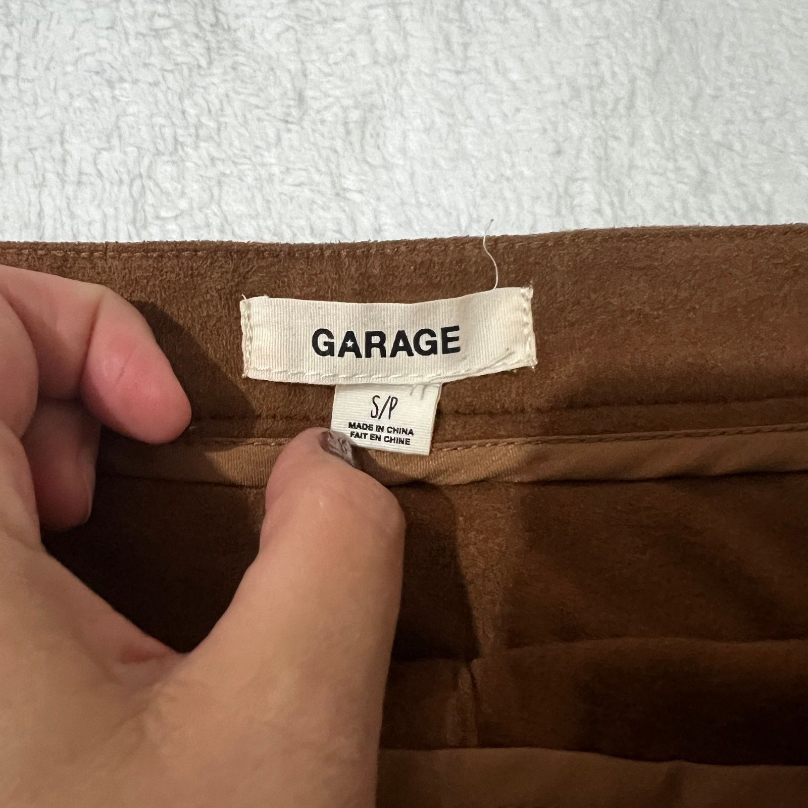 Garage Button Front 2 Square Pocket Faux Suede Skirt Size 28" / US 6 / IT 42 - 6 Thumbnail