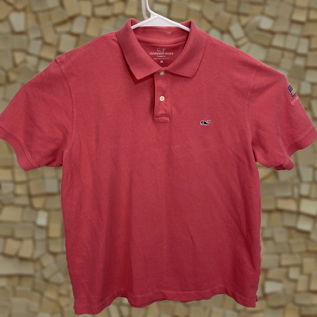 Vineyard Vines Vineyard Vines Classic Fit Short Sleeve Polo Shirt Men's Pink Medium Ocean Reef Polo Shirt USA Whale Logo Embroidered Button-Down Collar Vintage: No Size US M / EU 48-50 / 2 - 1 Thumbnail