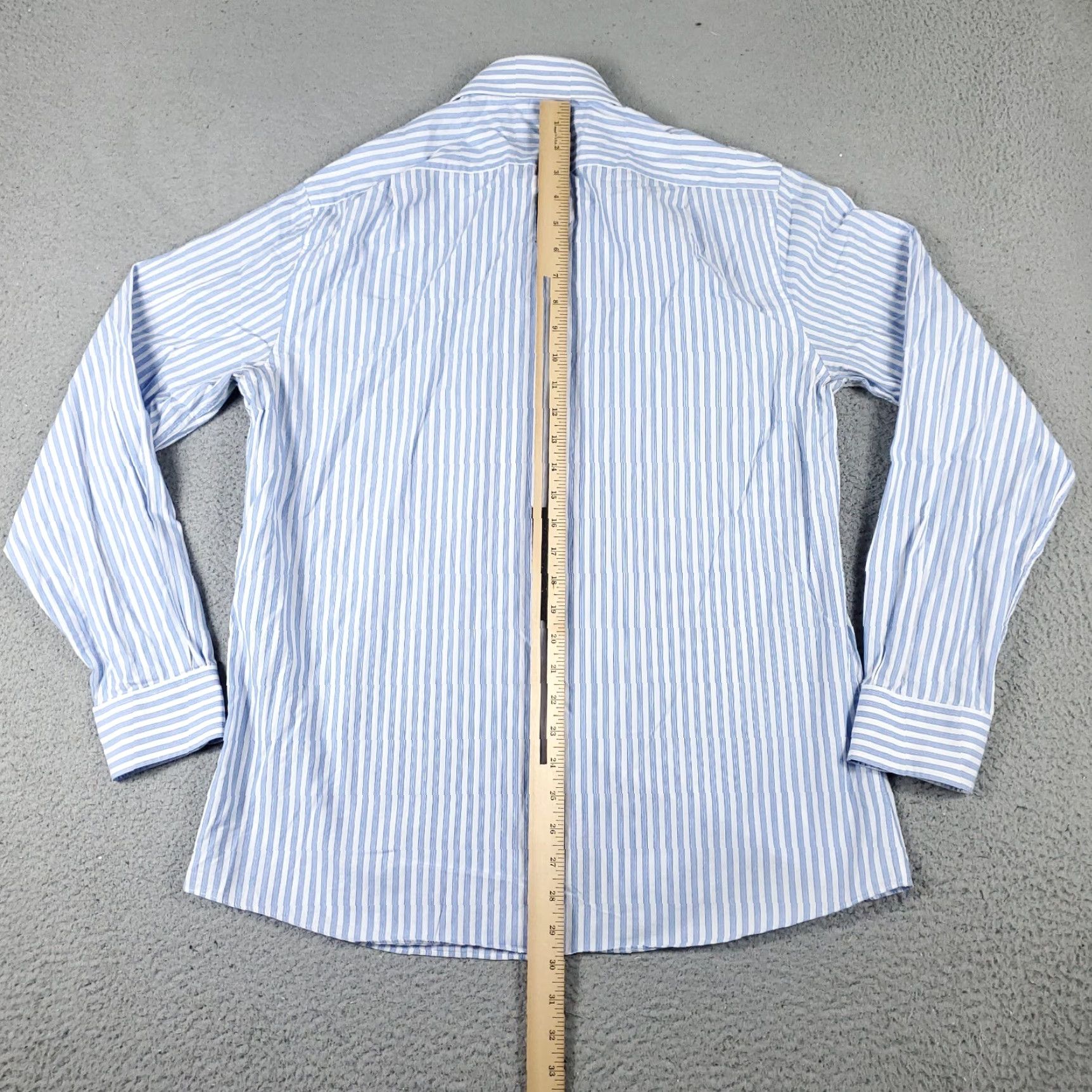 Tommy Hilfiger Tommy Hilfiger Dress Shirt Mens 16 Blue White Striped Long Sleeve Button Up Size 42R - 5 Thumbnail