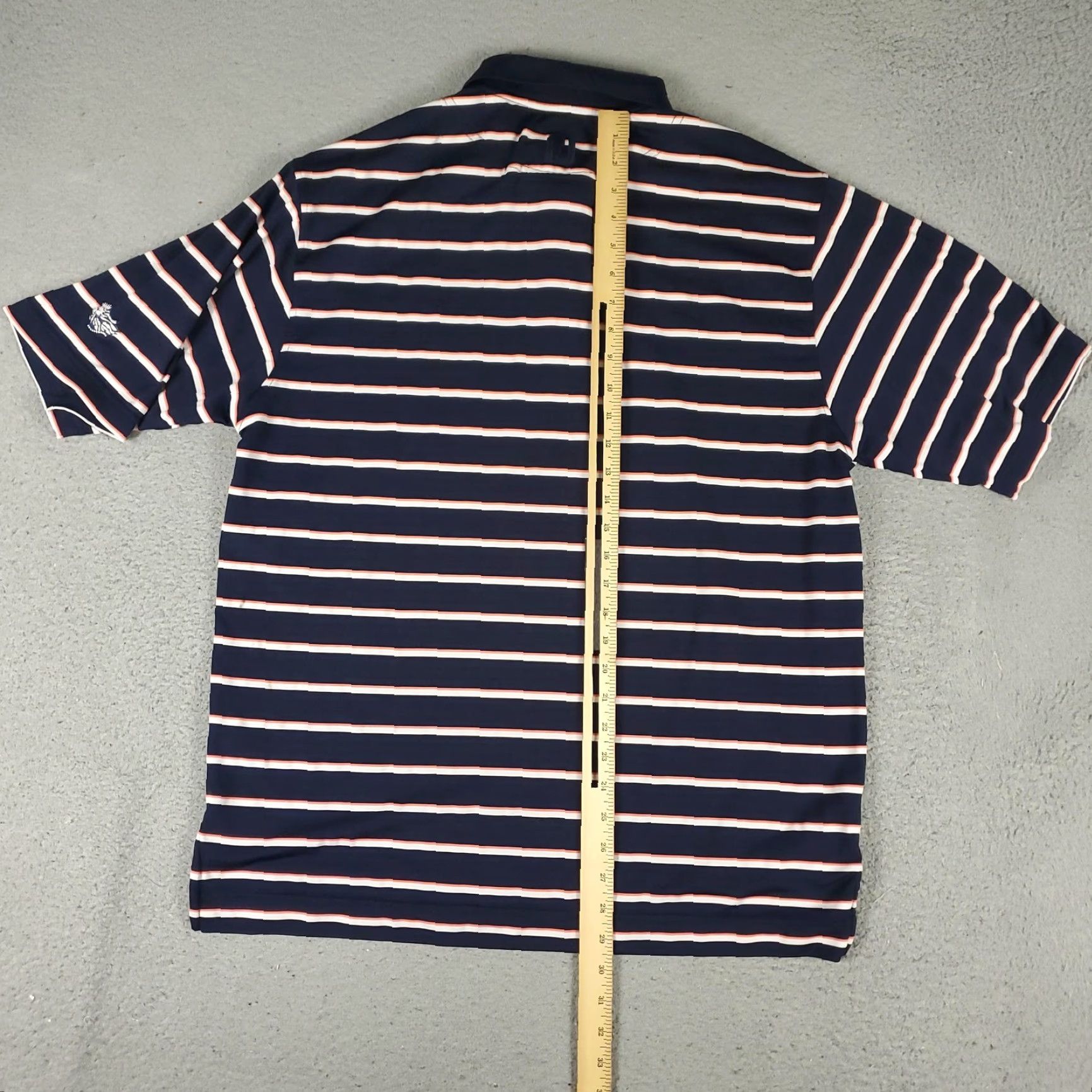 Footjoy FootJoy Polo Shirt Mens Large Navy Blue Orange White Striped Golf Performance Size US L / EU 52-54 / 3 - 5 Thumbnail