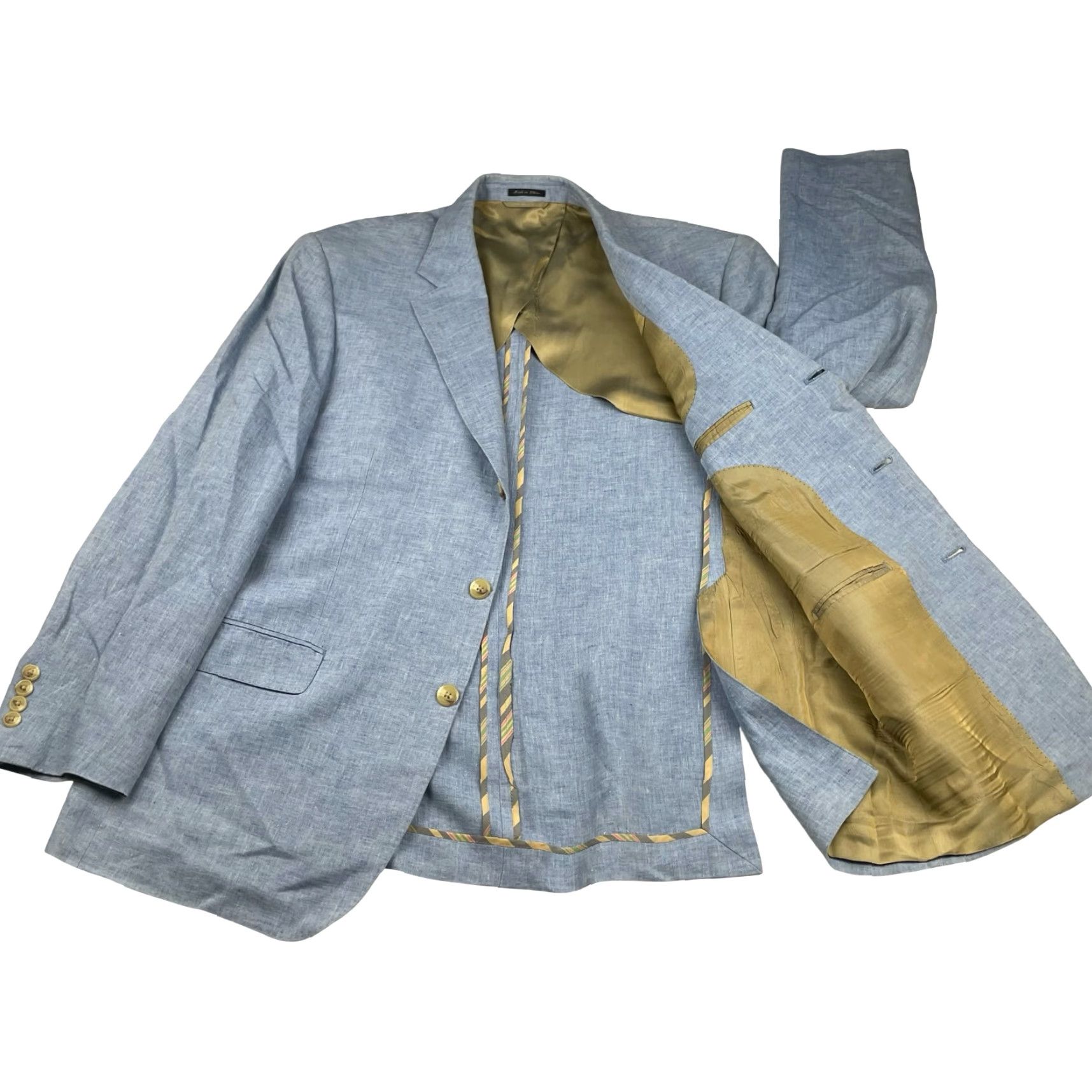 Vintage Ibiza Men's 100% Linen 2-Button Blazer Blue 44R US Size 44R - 3 Thumbnail