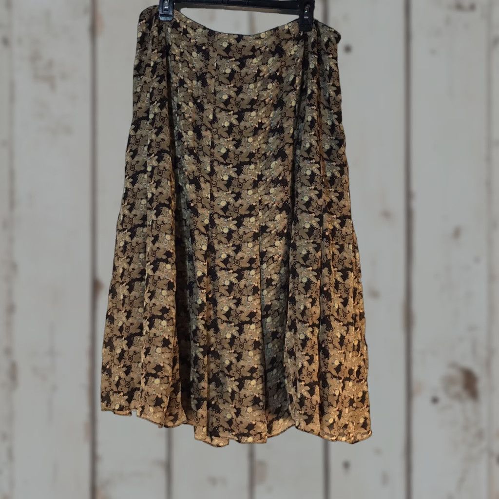 Liz Claiborne Liz Claiborne Women's Midi Pleated Floral Ruffle Skirt Size 14W Multicolor Summer Spring Size 36" / US 14 / IT 50 - 1 Thumbnail