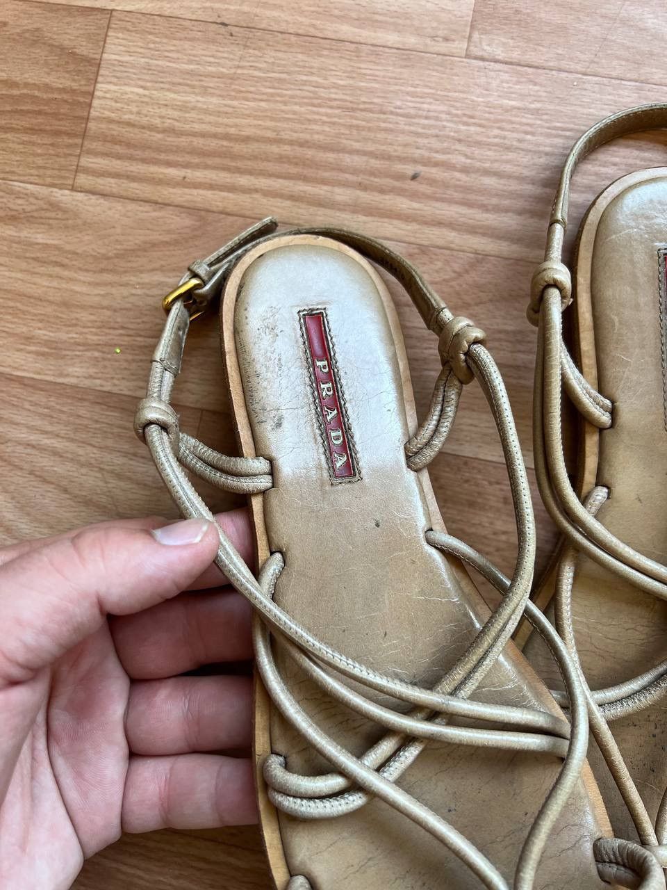 Prada PRADA RED TAB GLADIATOR BEIGE LIGHT BROWN WOMAN SANDALS SZ37 Size US 7 / IT 37 - 5 Thumbnail