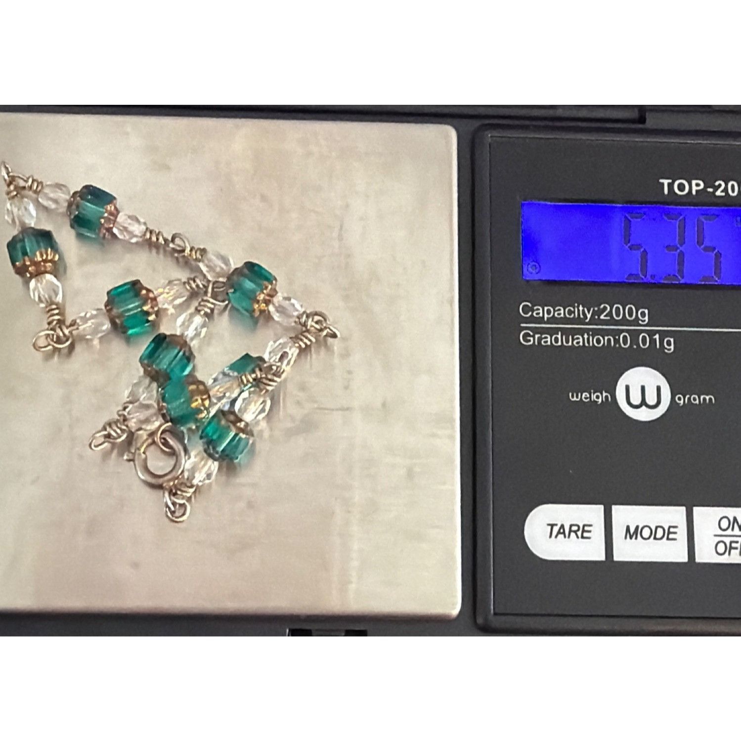 Other Vintage Sterling Silver Glass Crystal Blue Green Beads 6.75" Size ONE SIZE - 6 Thumbnail