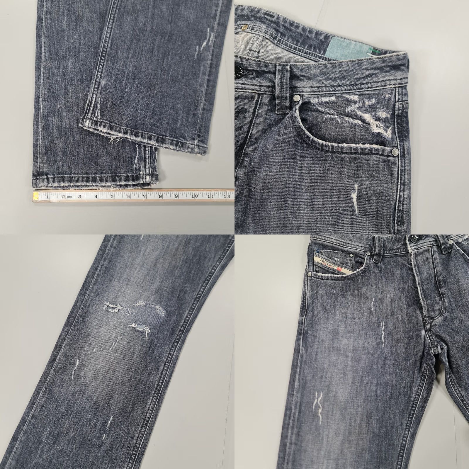 Diesel Diesel Jeans Straight Leg Distressed W32 L33 Made In Italy Regular Mens Denim 100% Cotton Grey Medium Wash Pockets Size US 32 / EU 48 - 8 Thumbnail