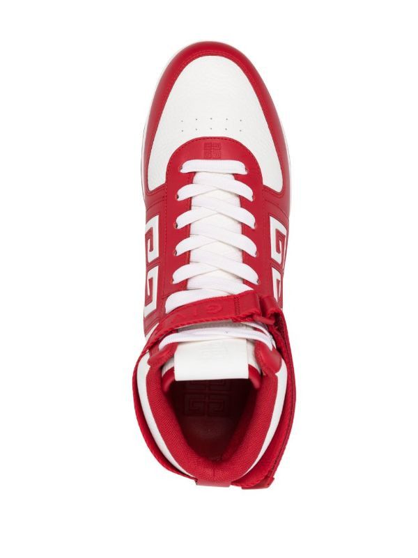 Givenchy o1loc1c0924 Logo High-Top Sneakers in White/Red Size US 12 / EU 45 - 4 Thumbnail