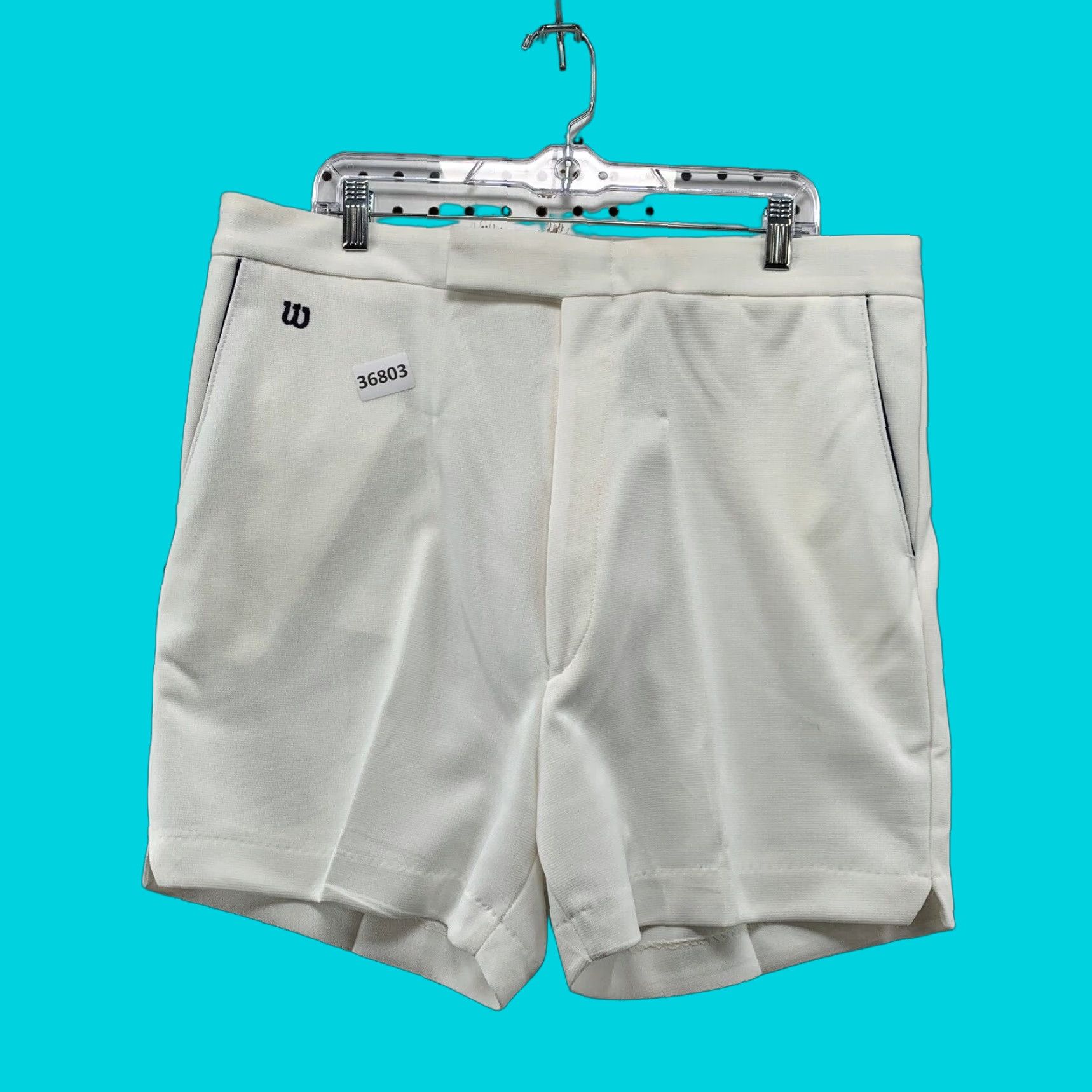 VINTAGE 70s Wilson Tennis Shorts Men Size 40 White Elastic Waist