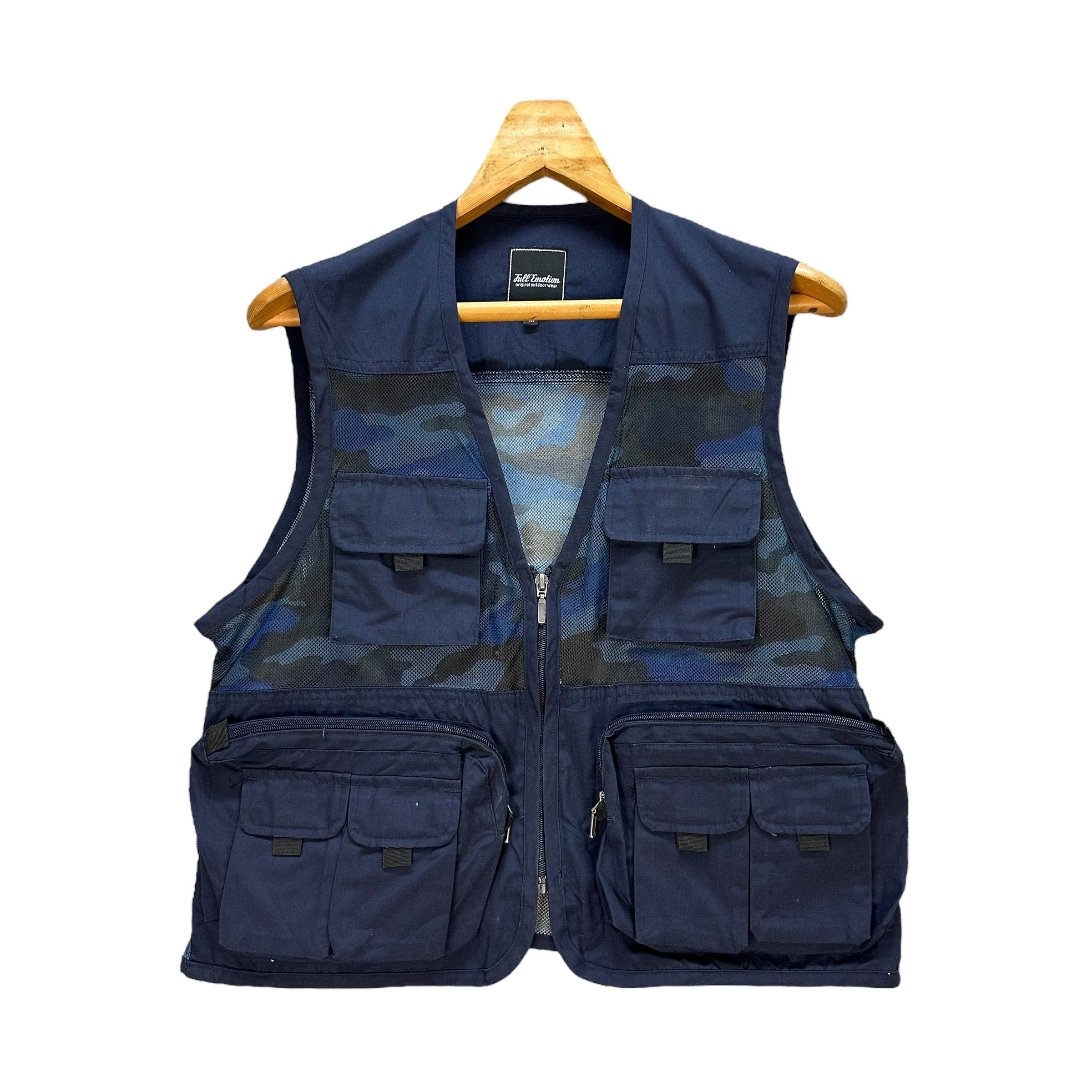 Japanese Brand FULL EMOTION Blue Camo Utility Mesh Vest #A3-0073 Size US M / EU 48-50 / 2 - 1 Thumbnail