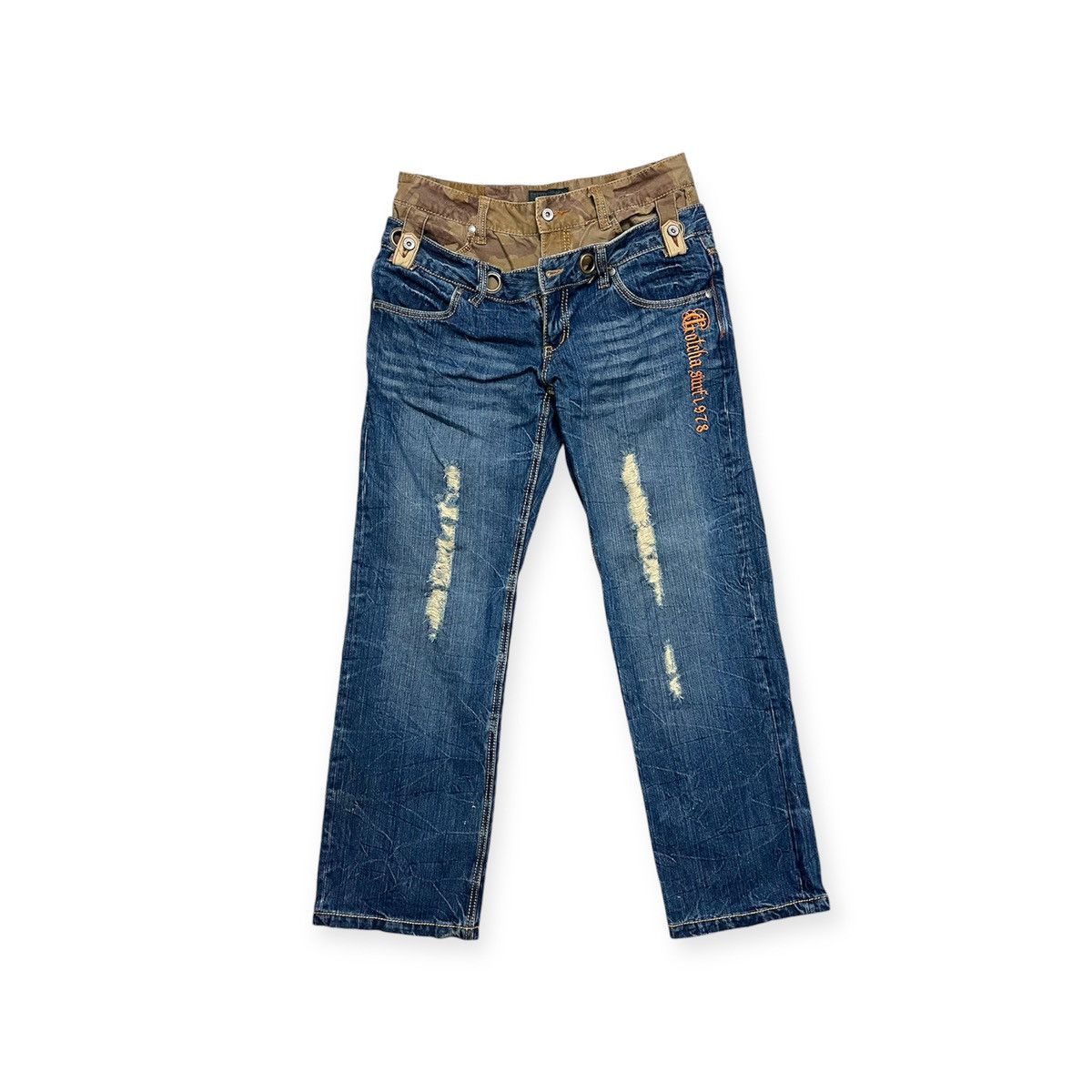 Gotcha × Vintage Gotcha Distressed Denim Double Waist Jeans Japan Size US 31 - 1 Thumbnail